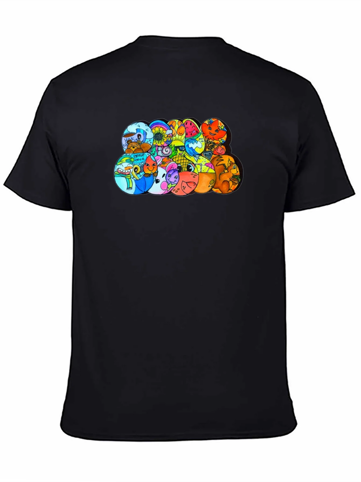 Cartoon Character Circles Black T-Shirt product image 4