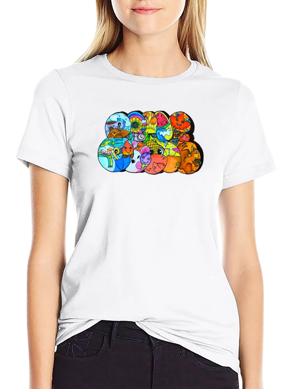 Cartoon Character Circles Black T-Shirt product image 8