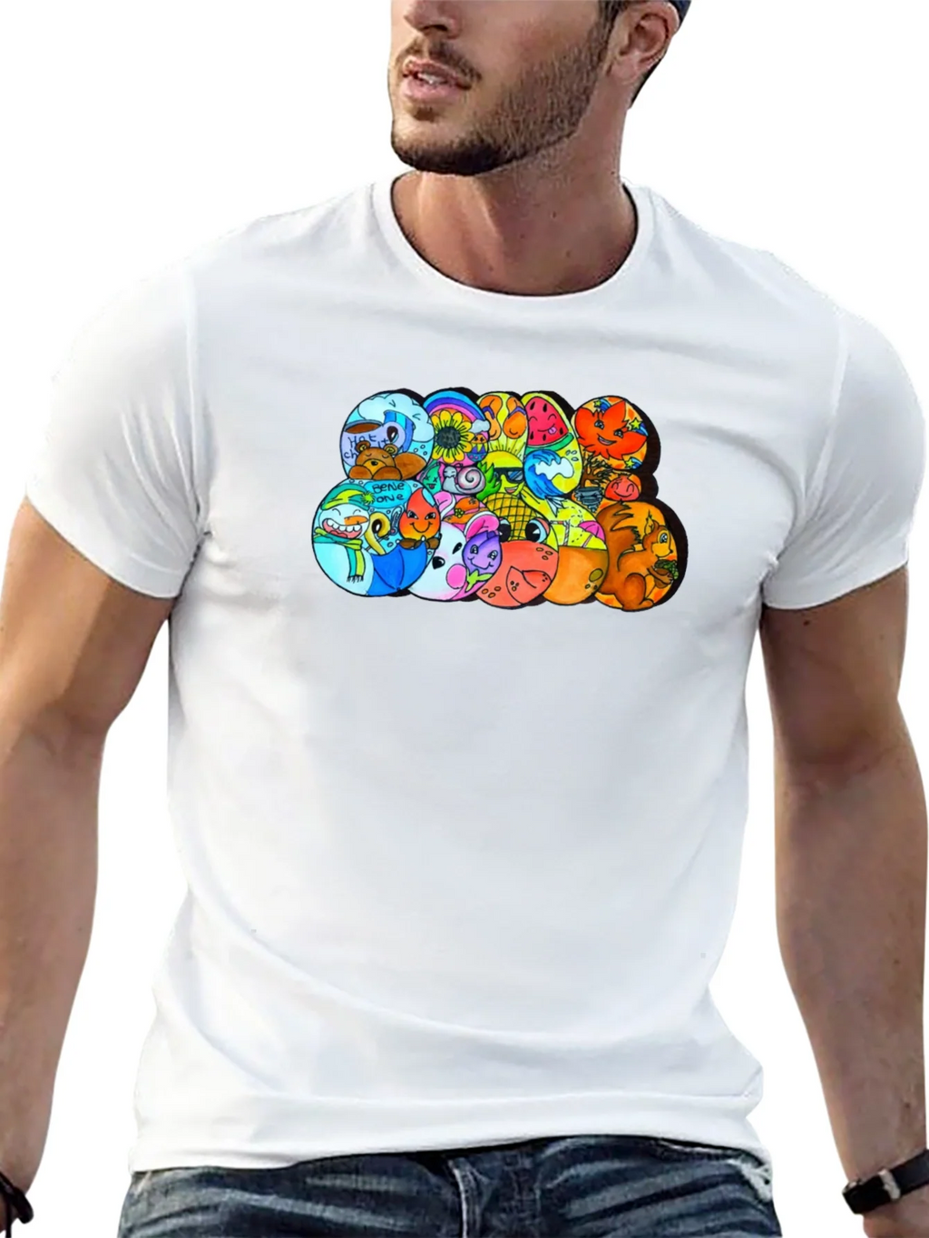 Cartoon Character Circles Black T-Shirt product image 12