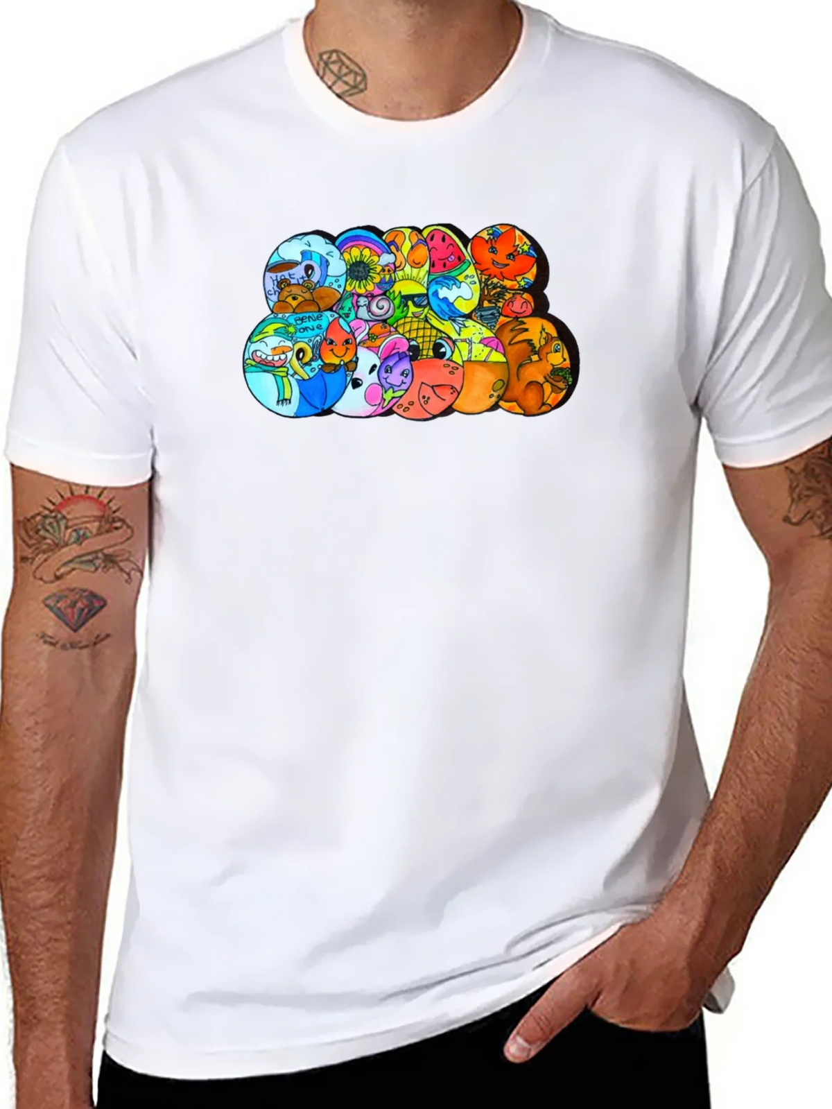 Cartoon Character Circles Black T-Shirt product image 7