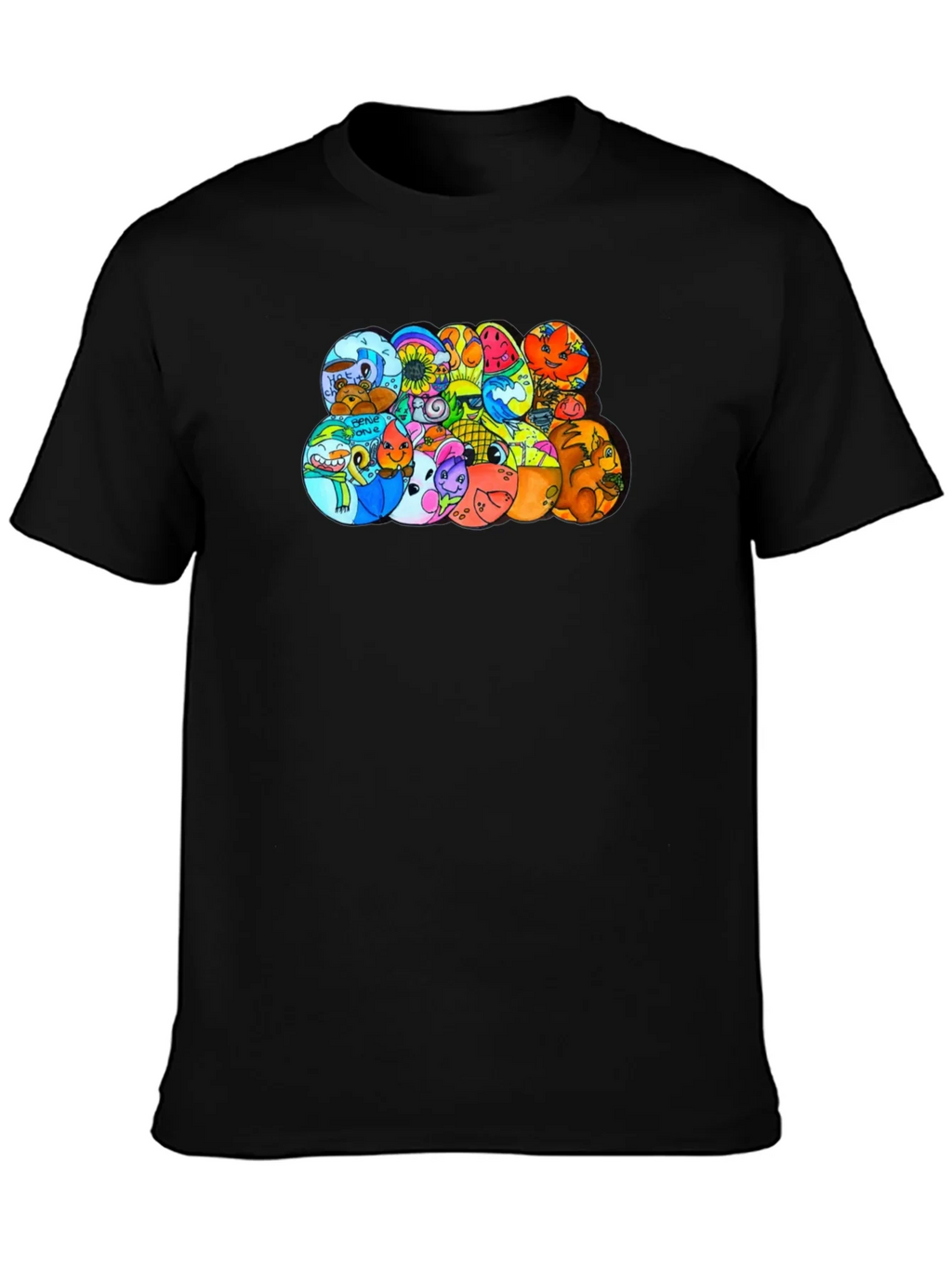 Cartoon Character Circles Black T-Shirt product image 3