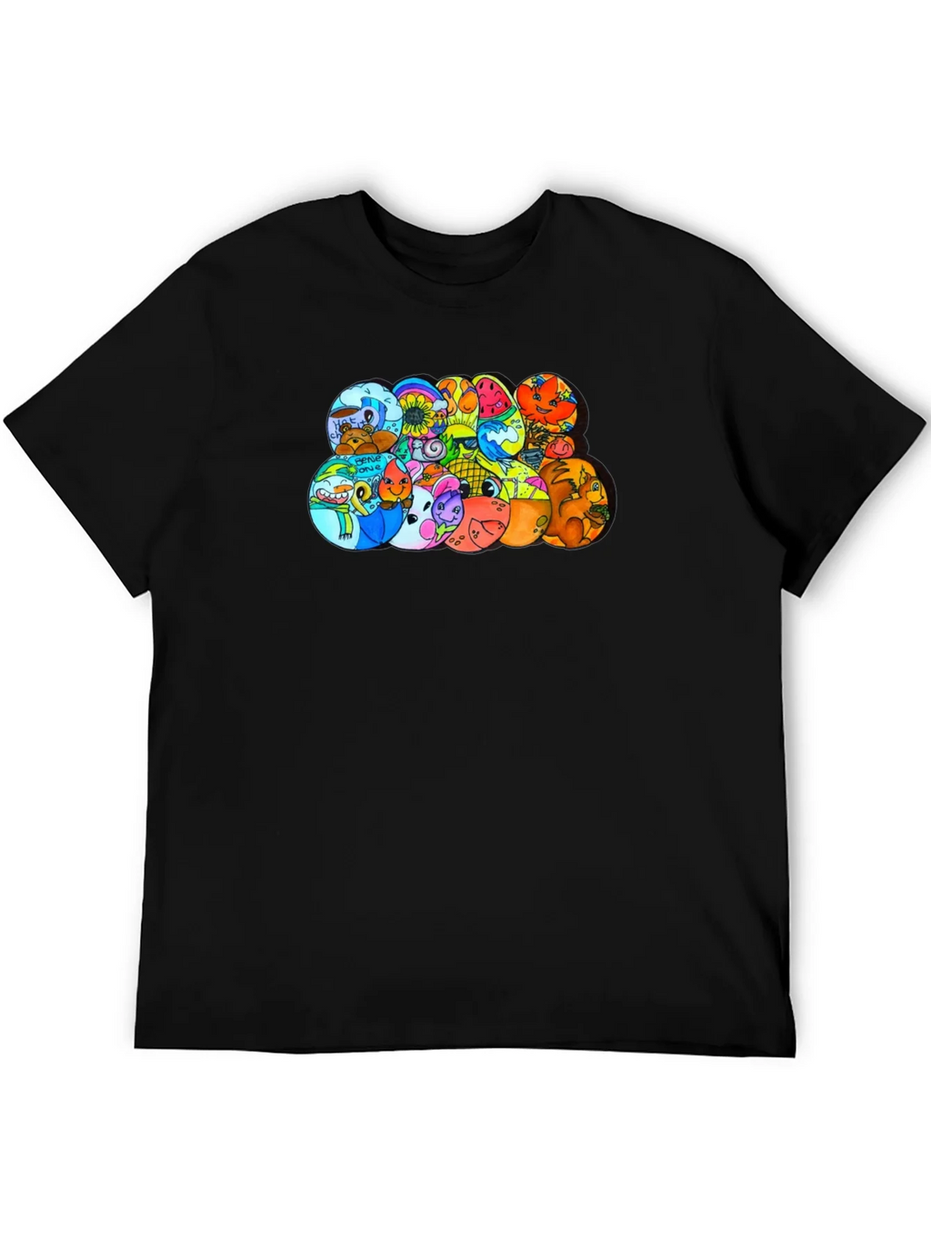 Cartoon Character Circles Black T-Shirt product image 5