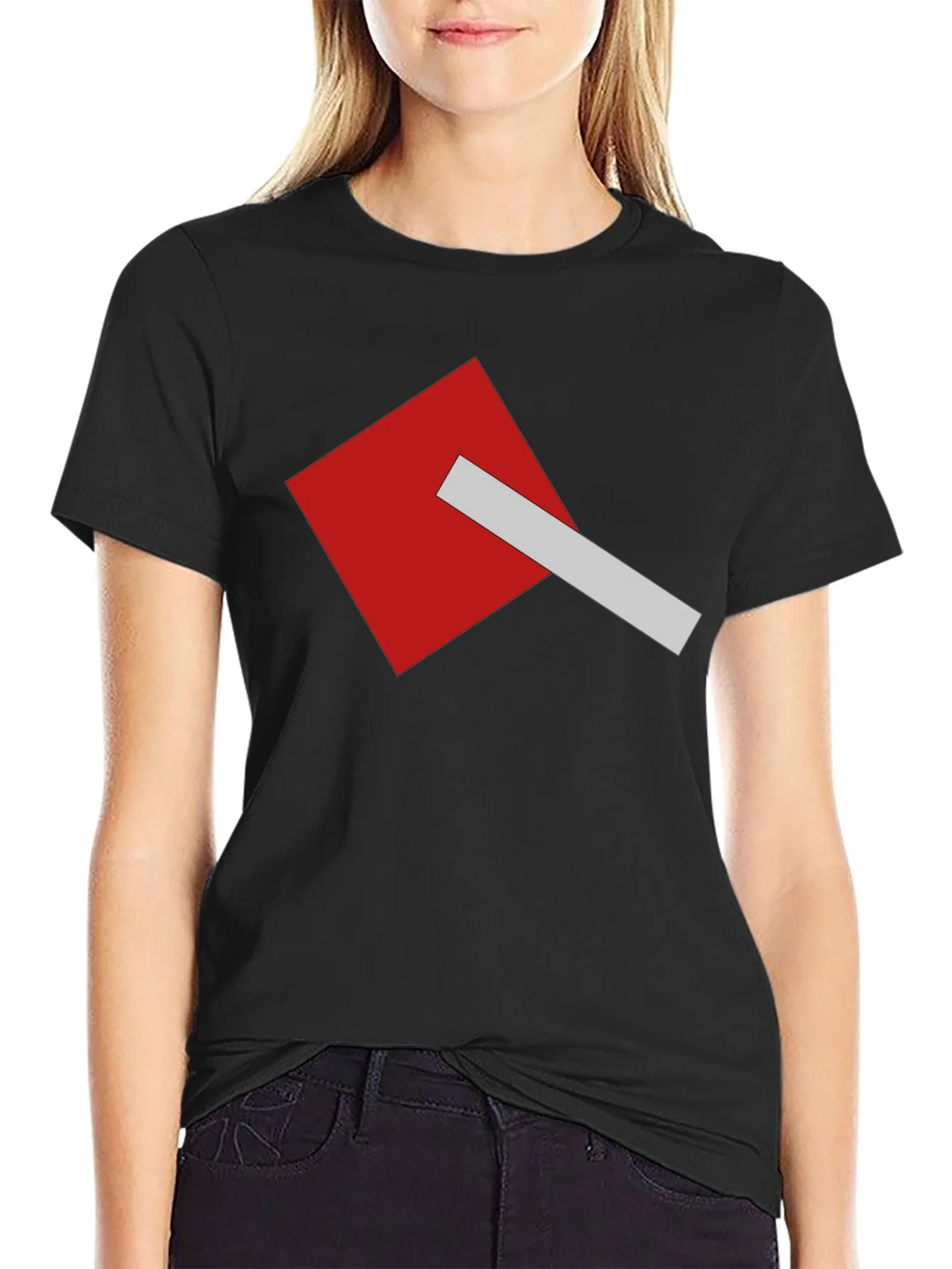 Geometric Square Graphic Tee - Modern Casual Style product image 2