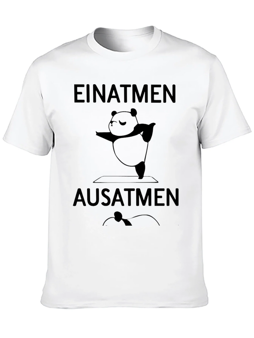 Yoga Panda T-Shirt - Einatmen Ausatmen - Black Cotton Tee product image 9