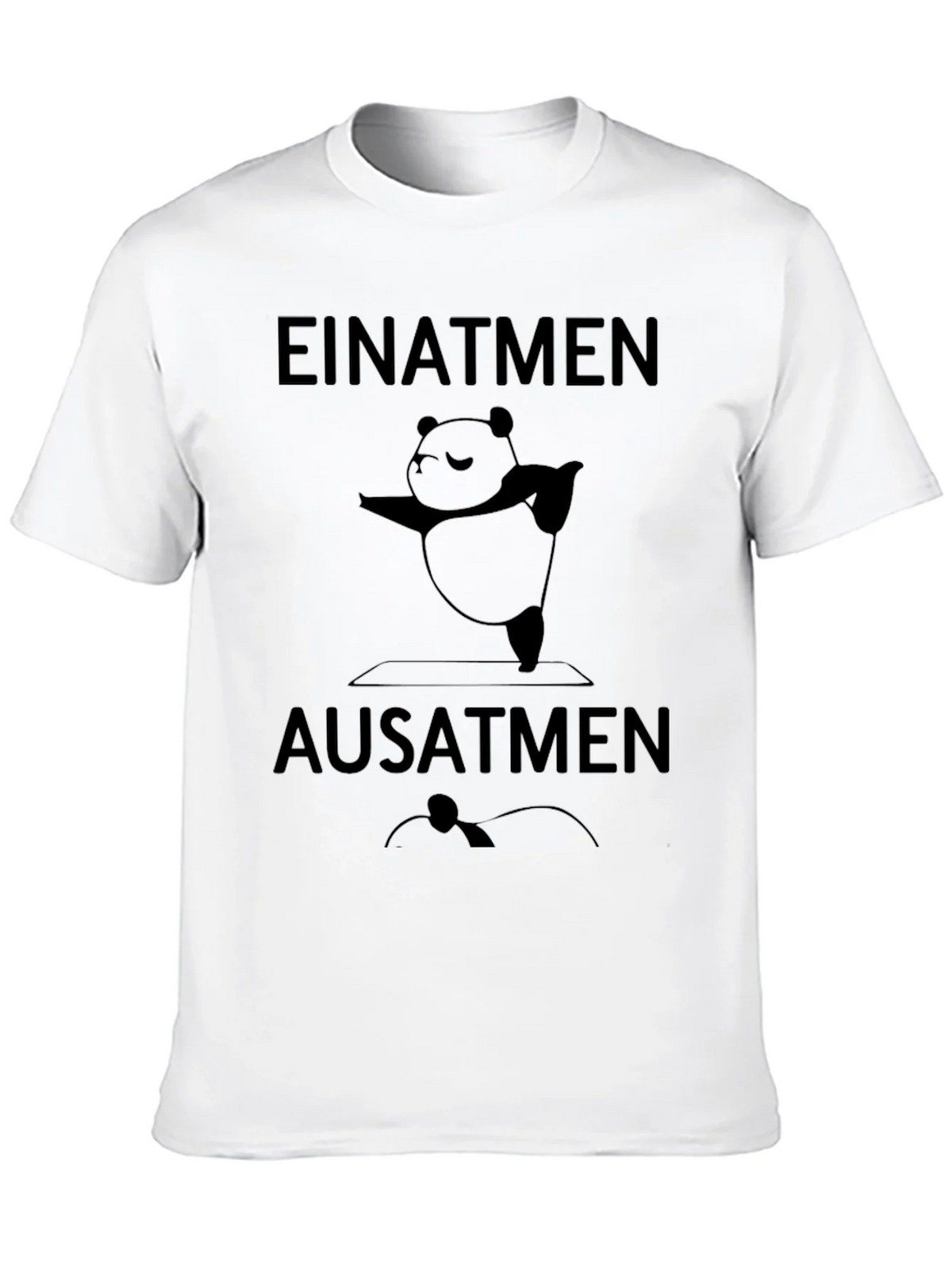 Yoga Panda T-Shirt - Einatmen Ausatmen - Black Cotton Tee product image 9