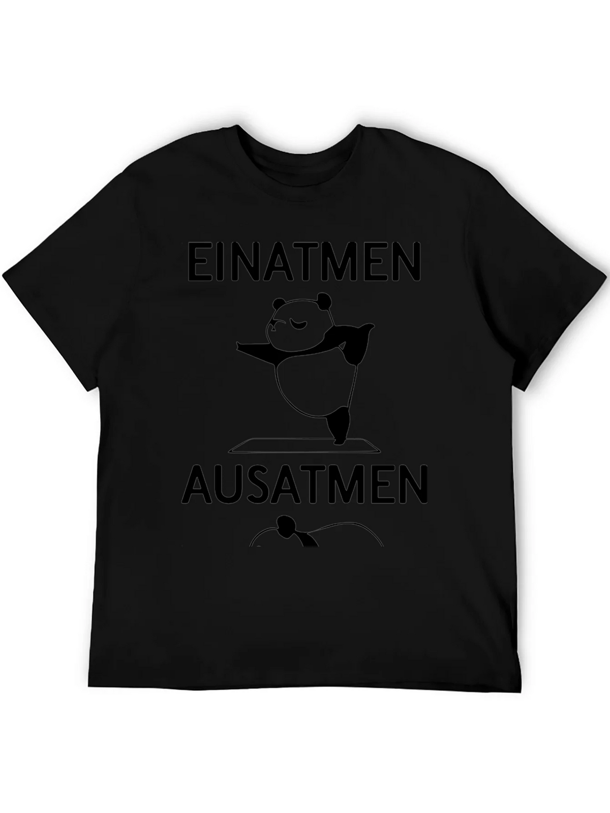 Yoga Panda T-Shirt - Einatmen Ausatmen - Black Cotton Tee product image 5