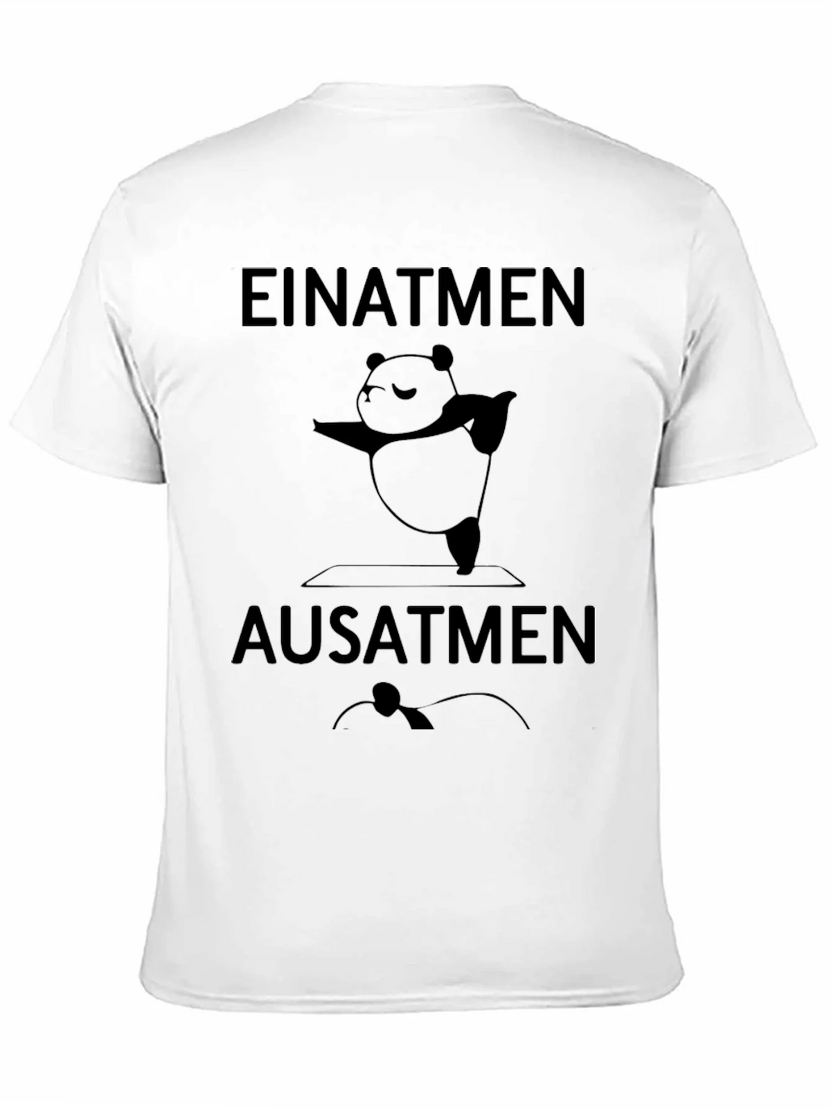 Yoga Panda T-Shirt - Einatmen Ausatmen - Black Cotton Tee product image 10