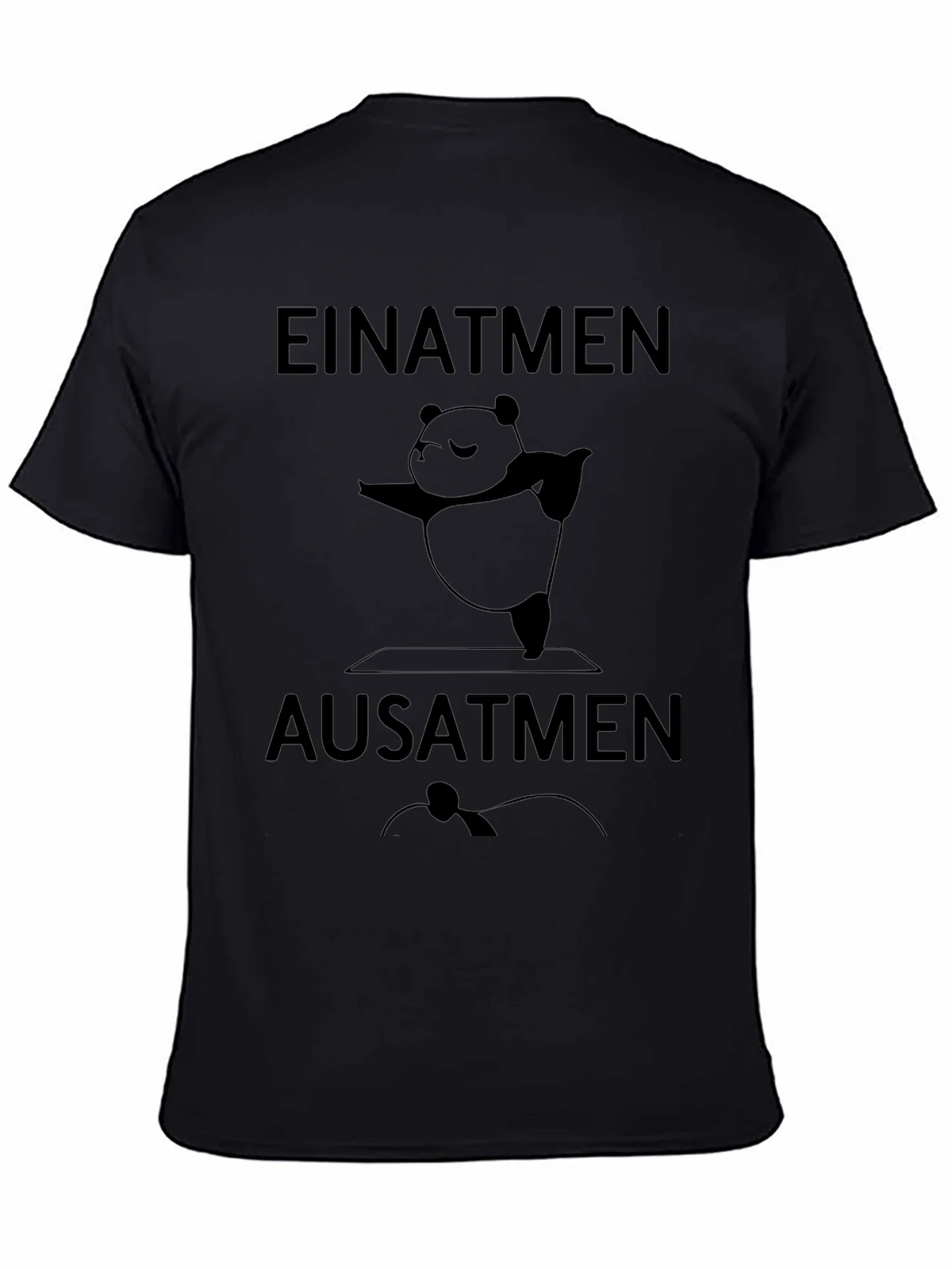 Yoga Panda T-Shirt - Einatmen Ausatmen - Black Cotton Tee product image 4