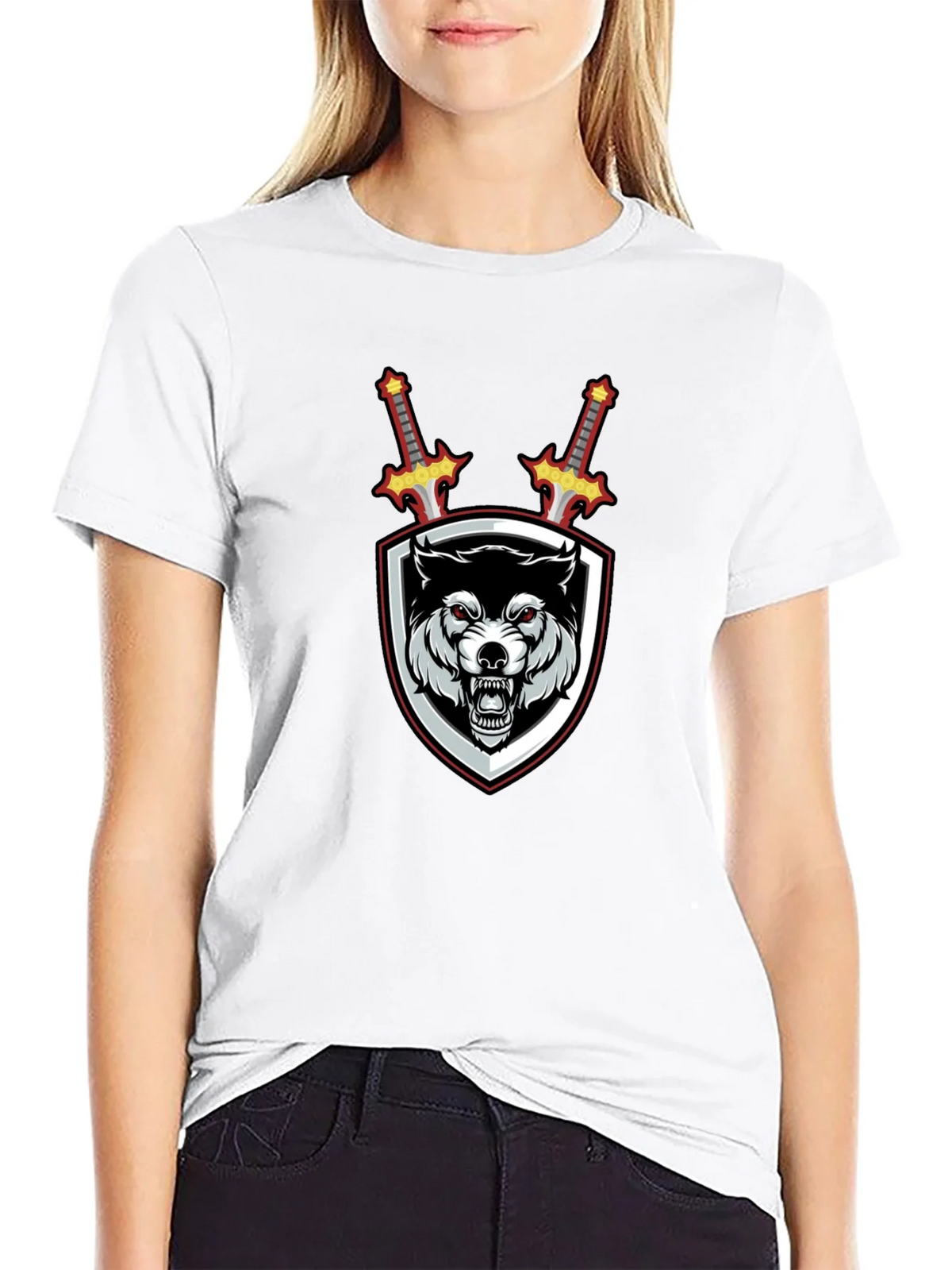 Wolf Crest Sword Graphic T-Shirt - Black product image 8