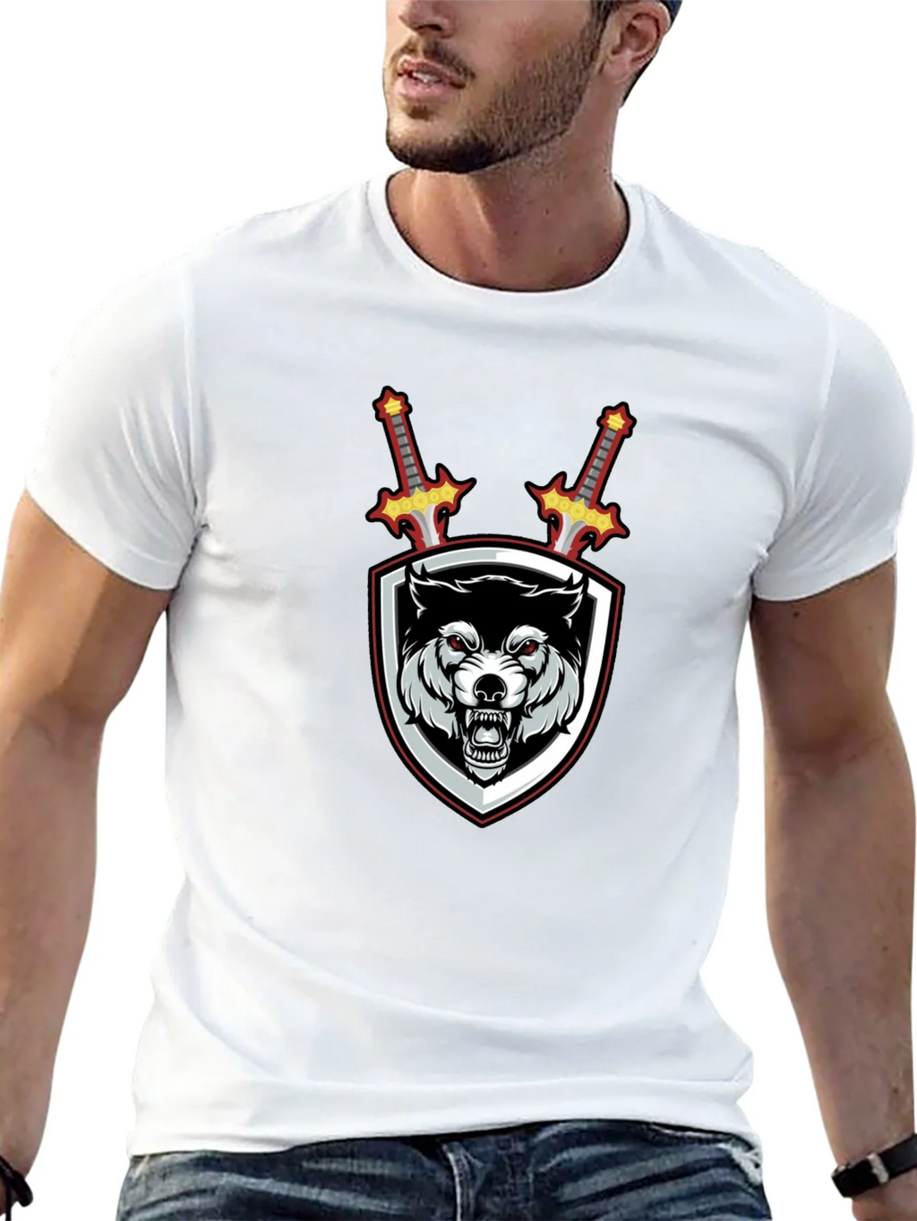 Wolf Crest Sword Graphic T-Shirt - Black product image 12
