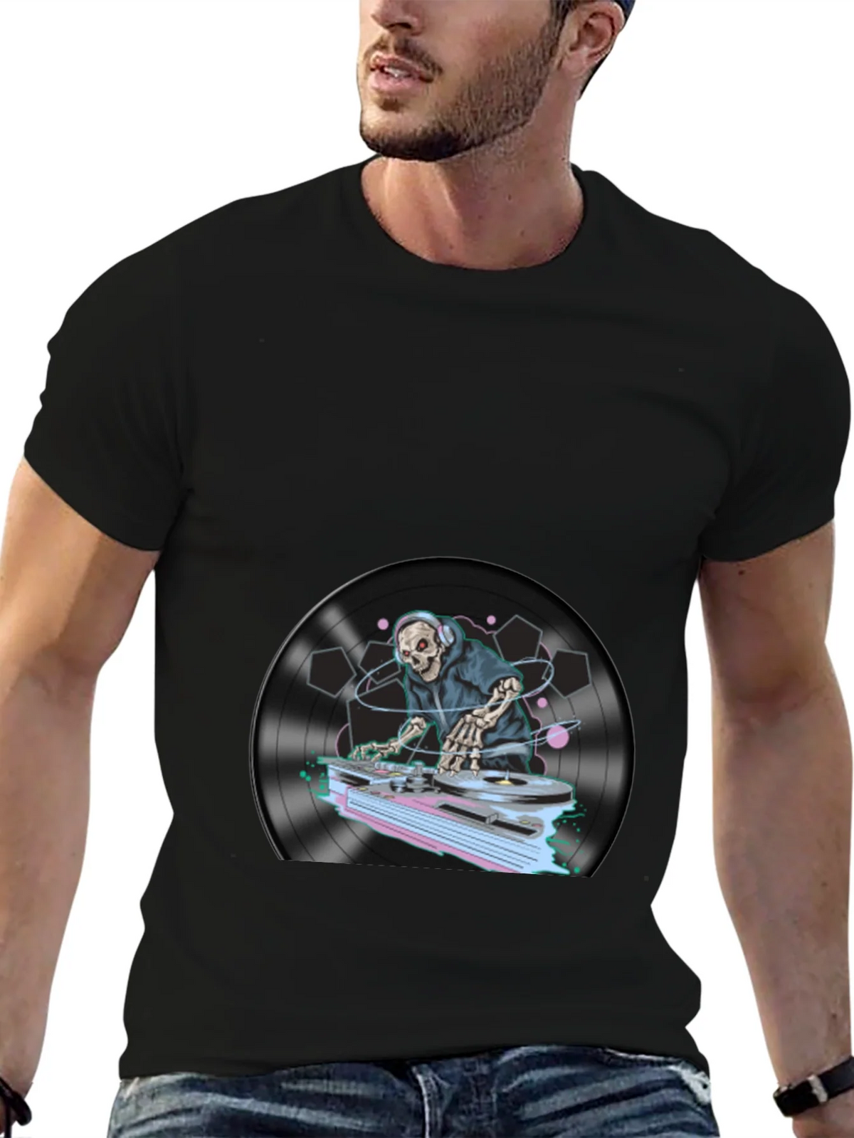 DJ Skeleton Graphic T-Shirt product image 6