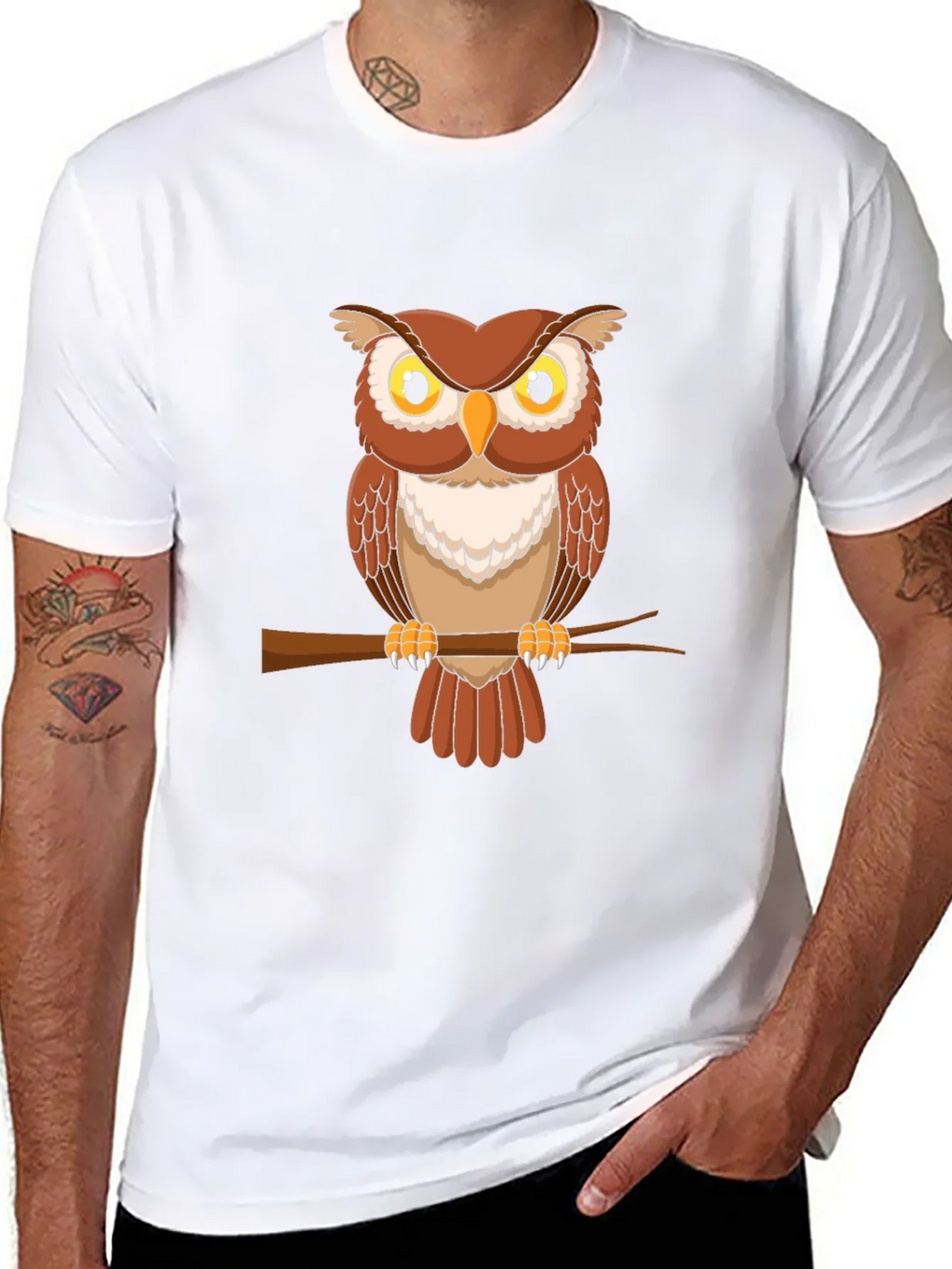 Owl Graphic Tee - Mens Short Sleeve Crew Neck T-Shirt product image 7