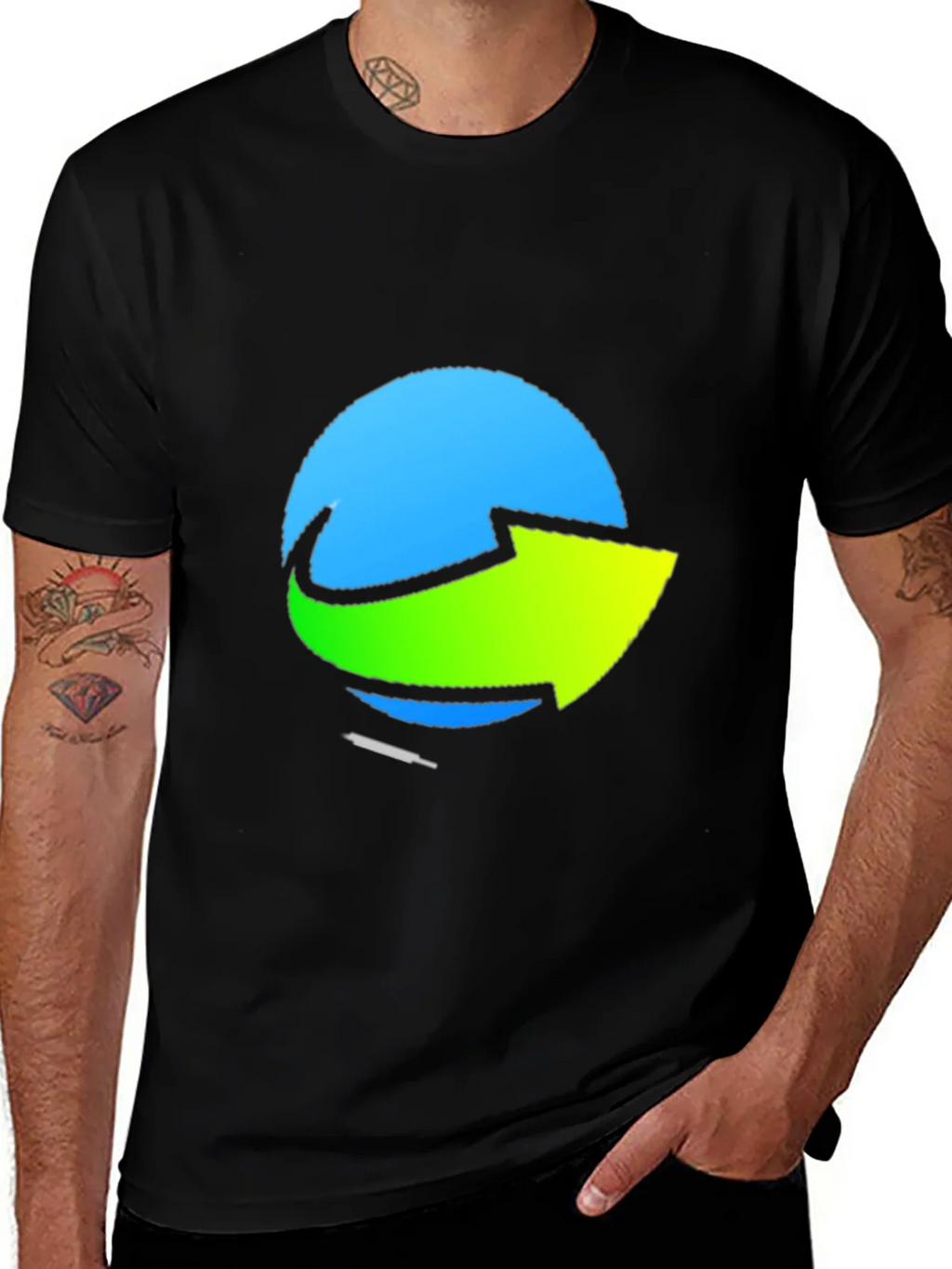 Stylish Graphic Tee - Blue & Green Arrow Design product image 1