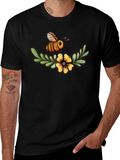 Bee & Flower Graphic Tee - Black Cotton Comfort product image 1