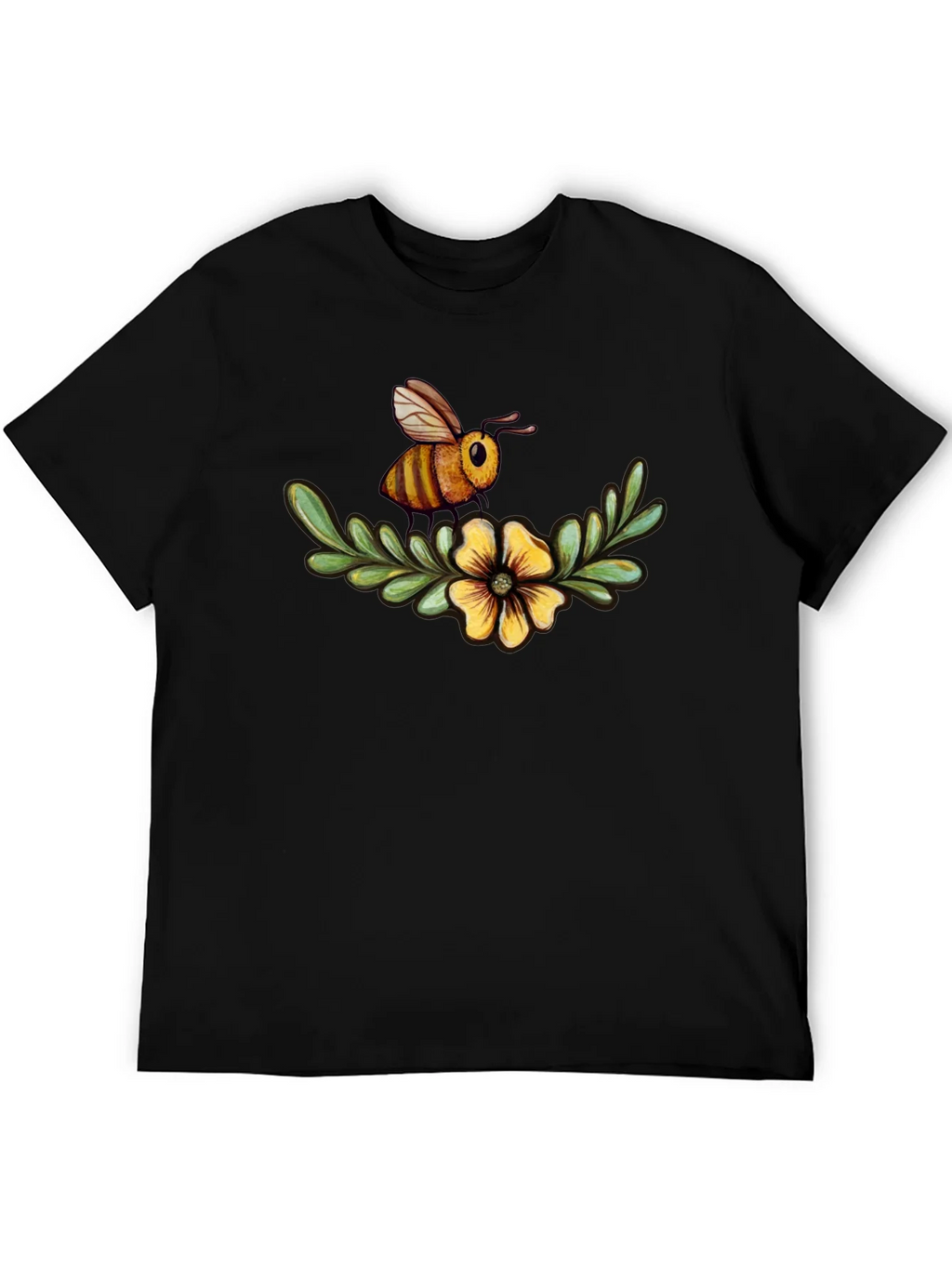 Bee & Flower Graphic Tee - Black Cotton Comfort product image 5