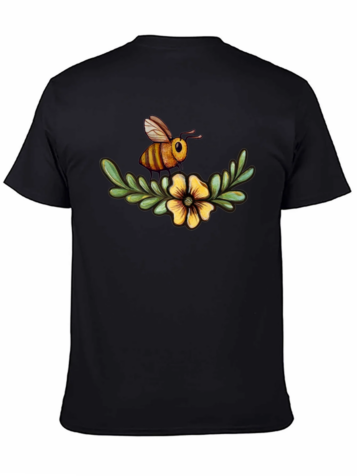 Bee & Flower Graphic Tee - Black Cotton Comfort product image 4