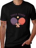 Table Tennis Graphic Tee - Black Cotton T-Shirt product image 1