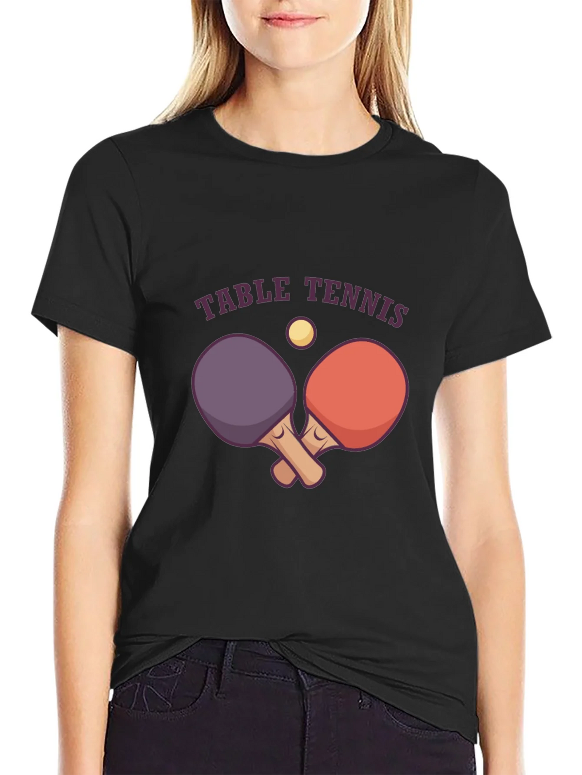 Table Tennis Graphic Tee - Black Cotton T-Shirt product image 2