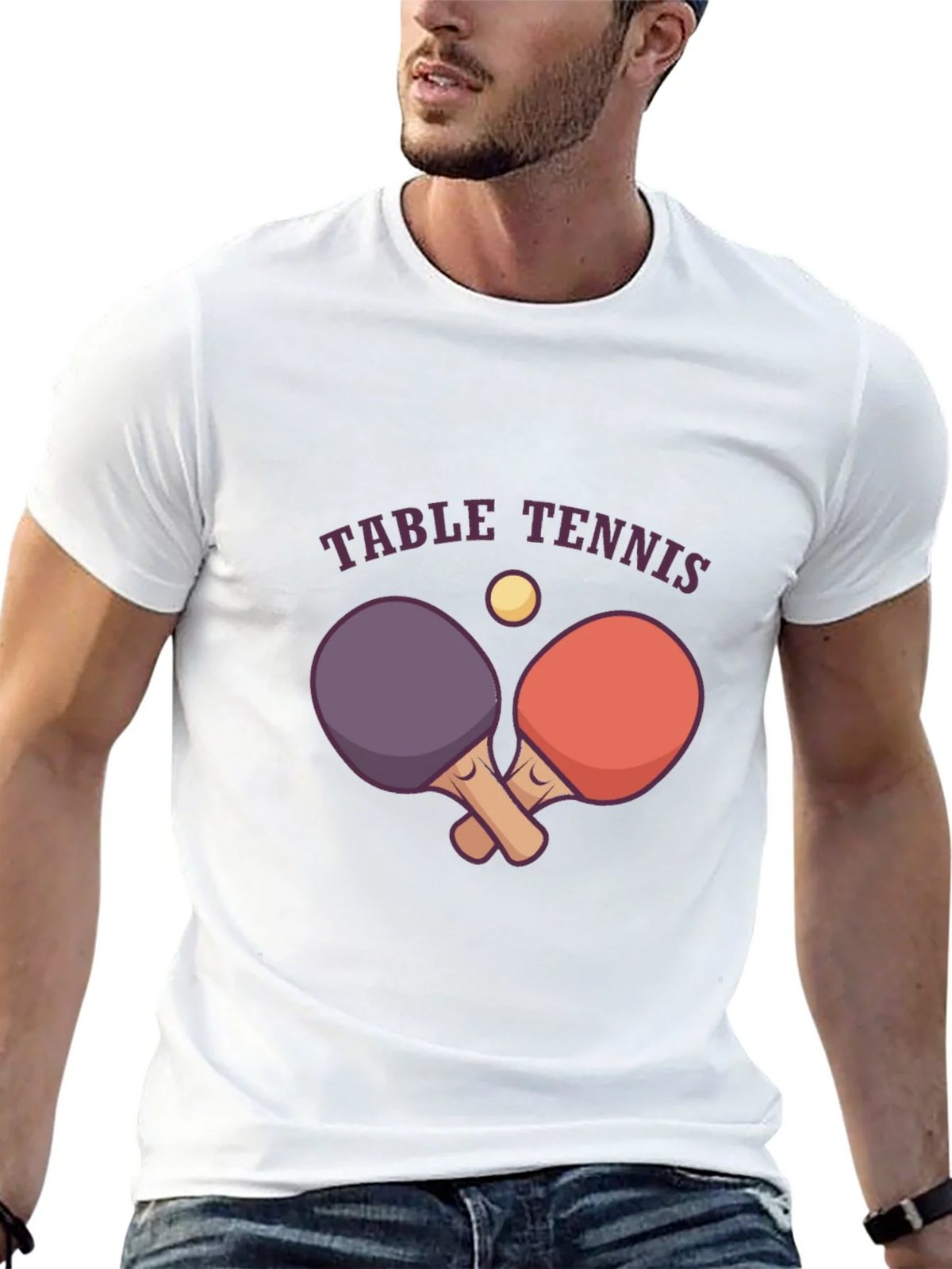 Table Tennis Graphic Tee - Black Cotton T-Shirt product image 12