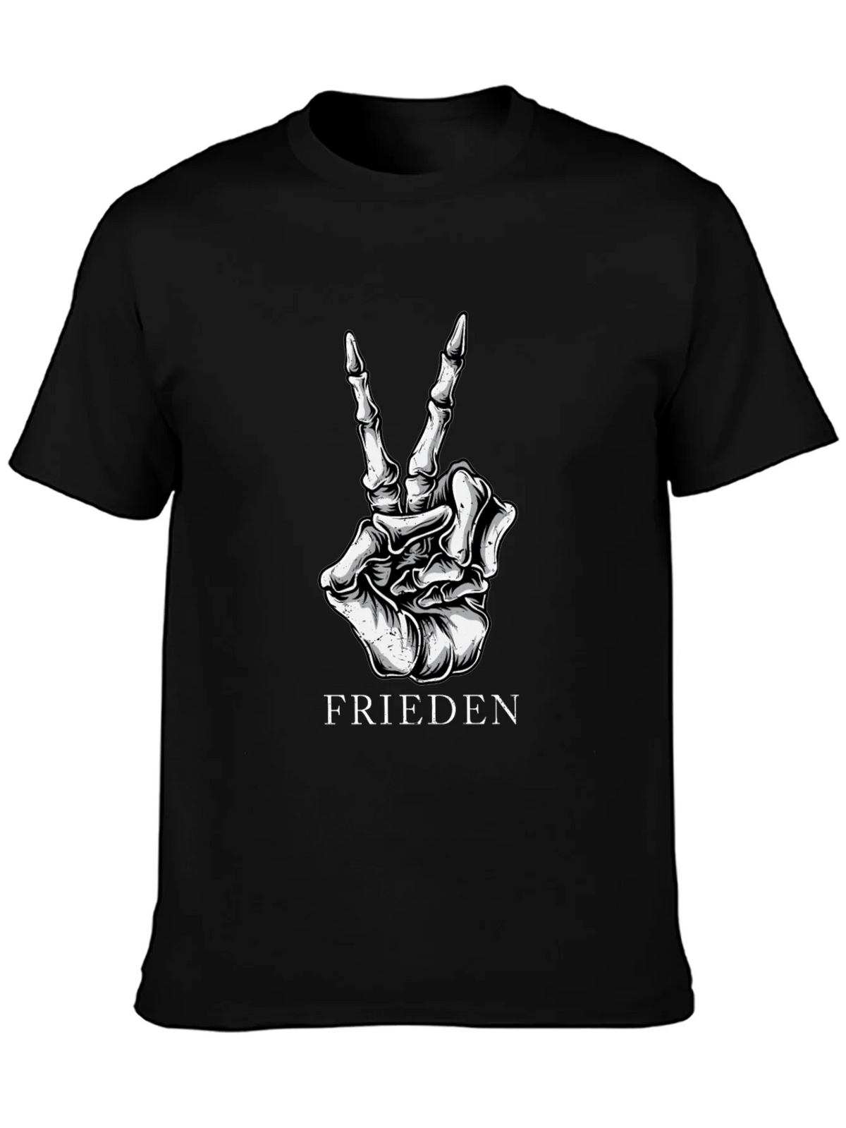Frieden Peace Skeleton Hand Black Graphic T-Shirt product image 3