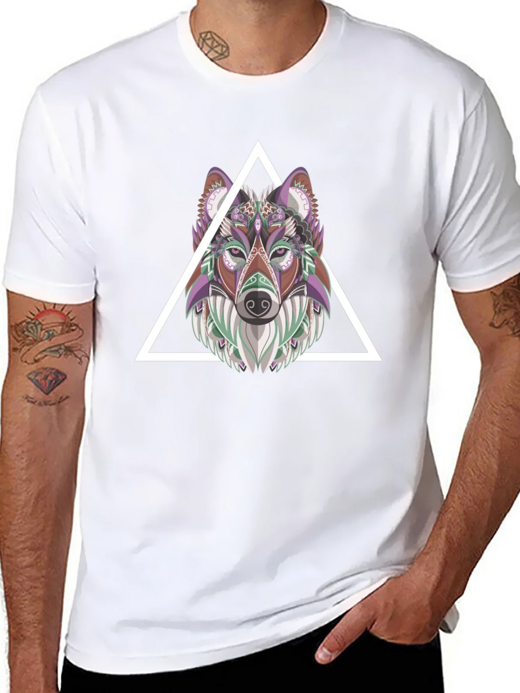 Geometric Wolf T-Shirt - Modern Graphic Tee product image 1