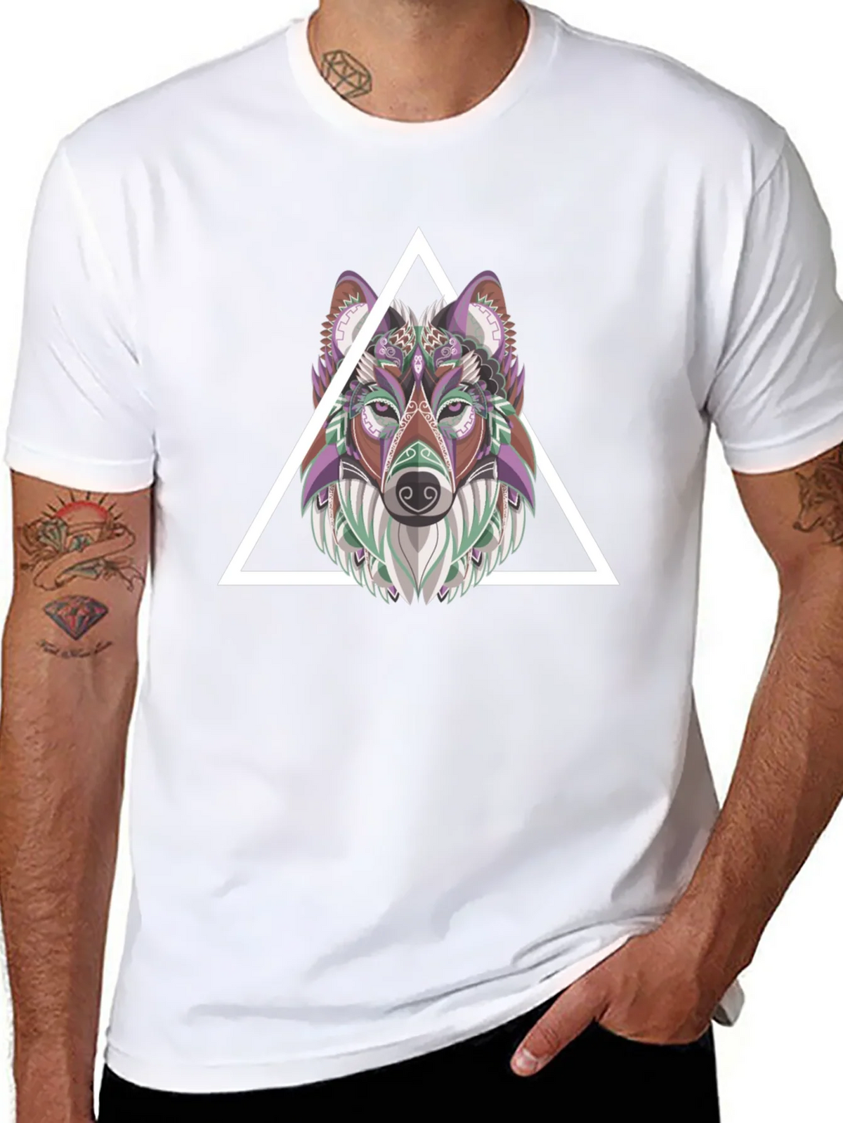 Geometric Wolf T-Shirt - Modern Graphic Tee product image 1