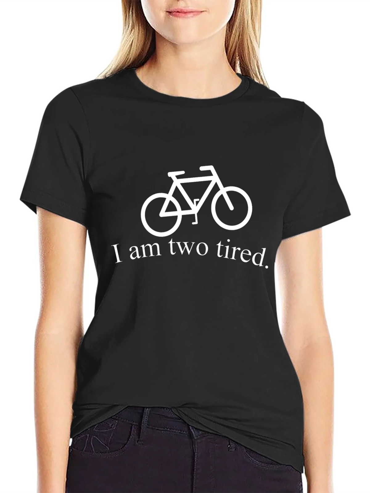 Funny I am Two Tired Bicycle Graphic T-Shirt product image 2