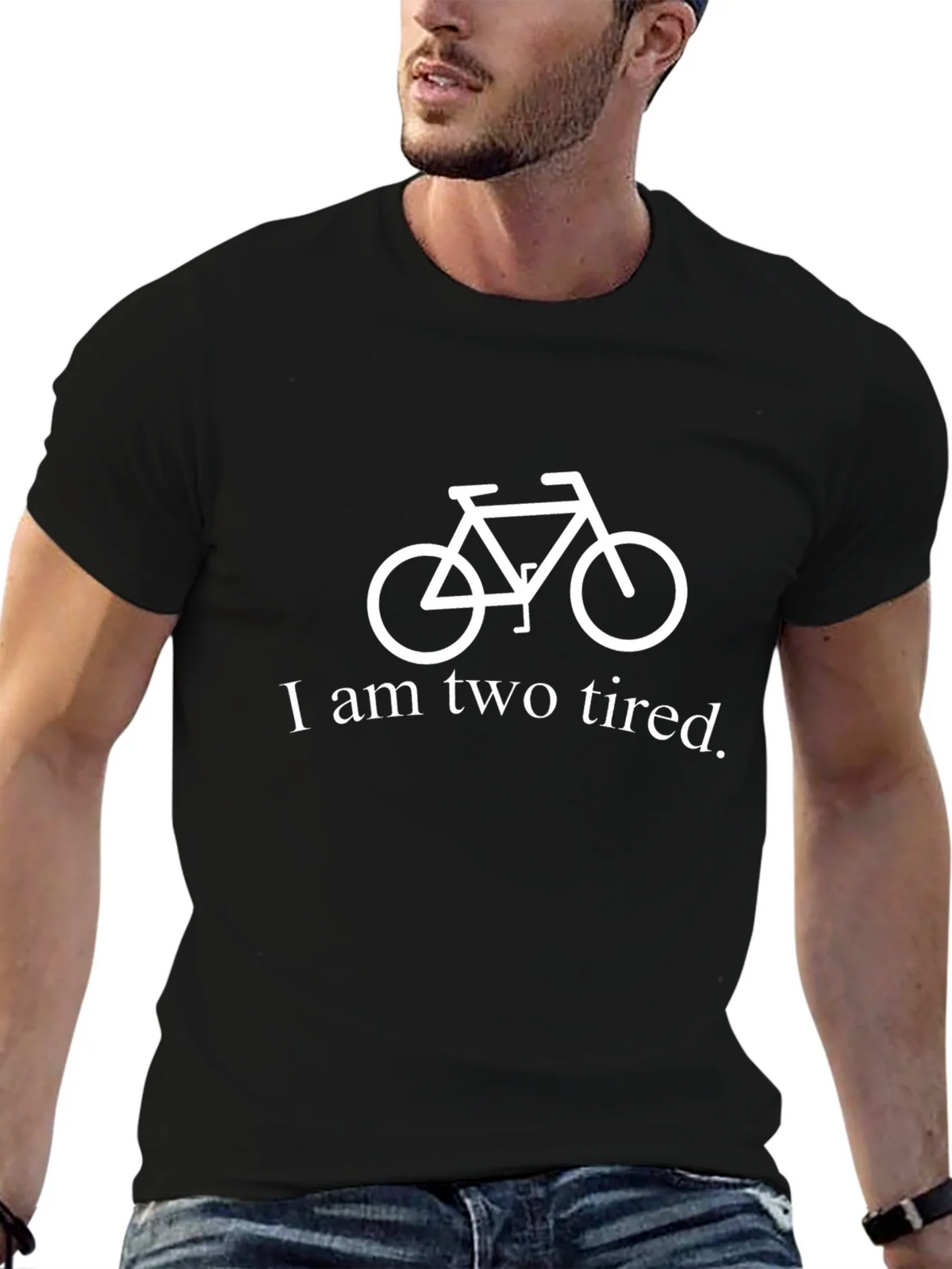 Funny I am Two Tired Bicycle Graphic T-Shirt product image 6