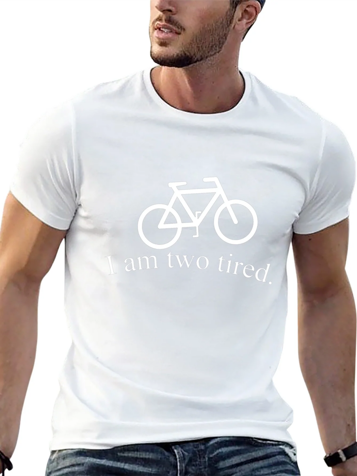 Funny I am Two Tired Bicycle Graphic T-Shirt product image 12