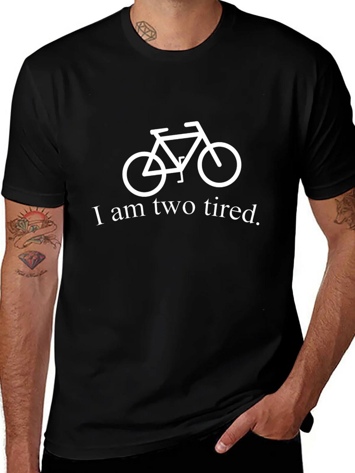 Funny I am Two Tired Bicycle Graphic T-Shirt product image 1