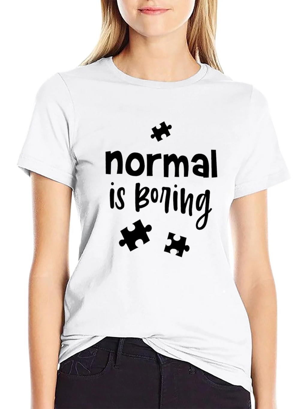 Normal is Boring T-Shirt Autism Awareness Puzzle Piece product image 6