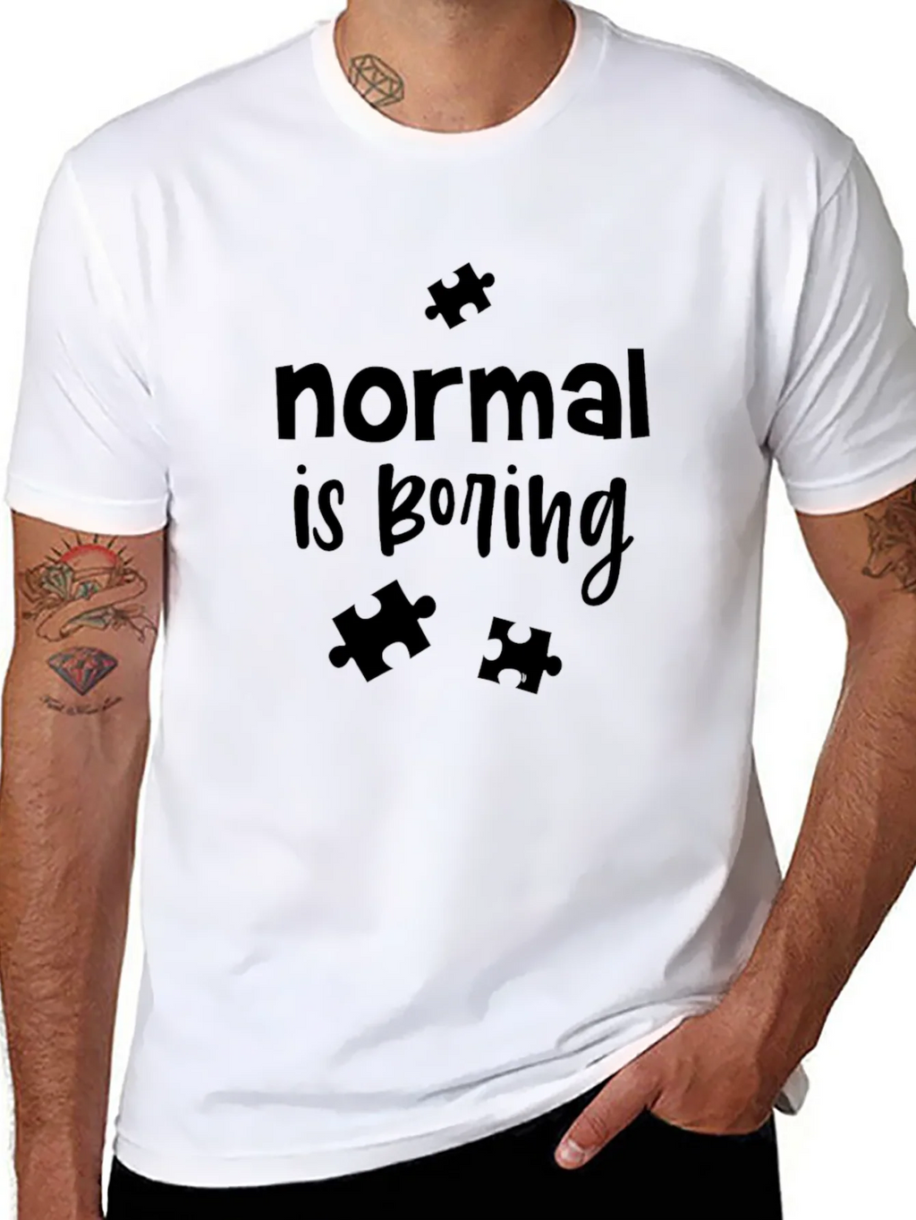 Normal is Boring T-Shirt Autism Awareness Puzzle Piece product image 5