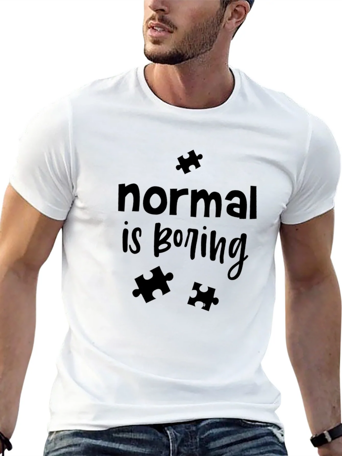 Normal is Boring T-Shirt Autism Awareness Puzzle Piece product image 10