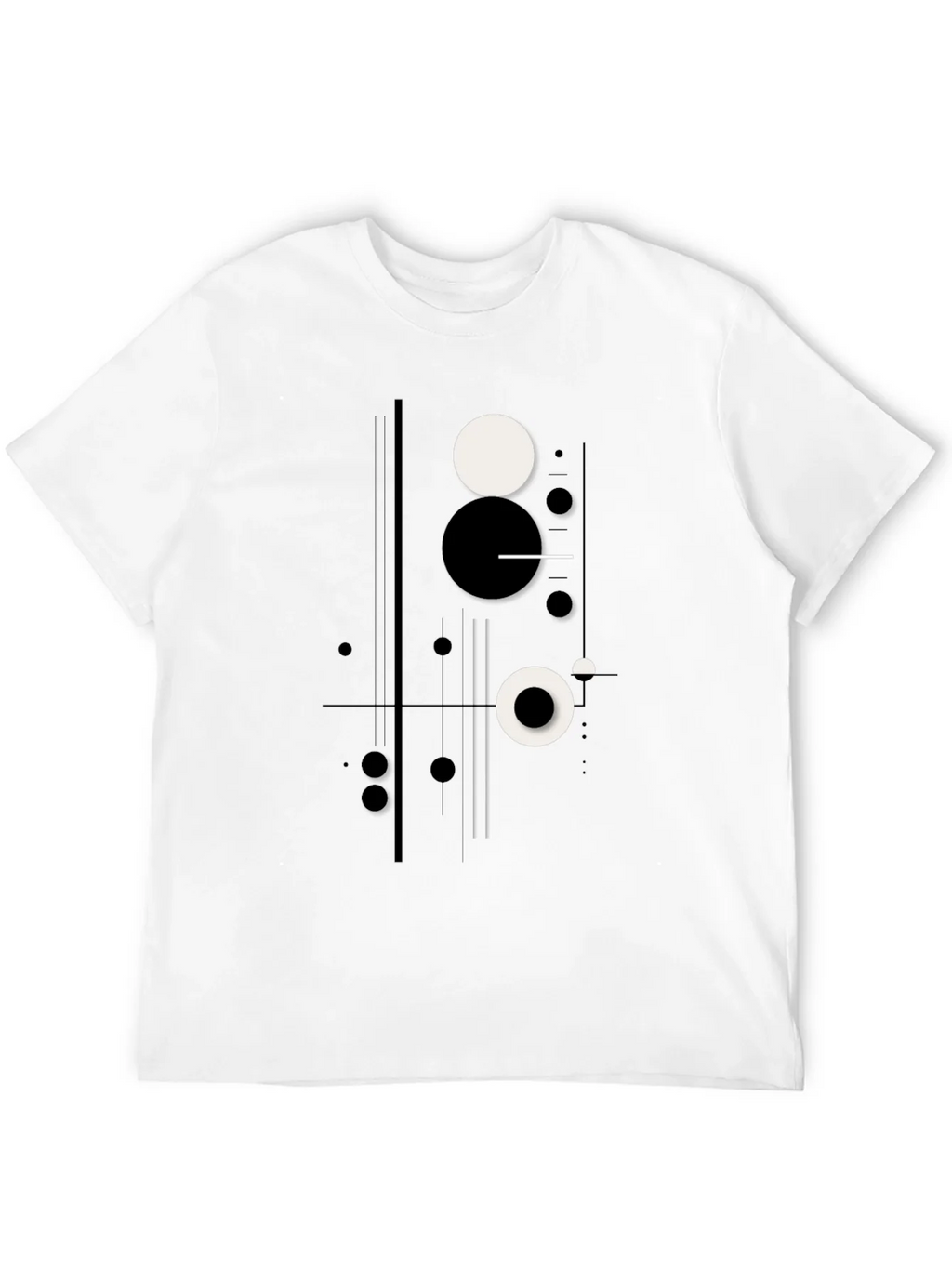 Abstract Geometric Circle Print Black T-Shirt product image 11
