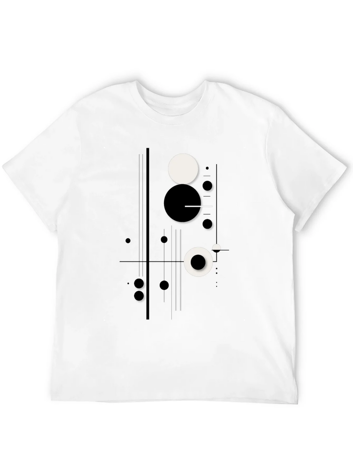 Abstract Geometric Circle Print Black T-Shirt product image 11