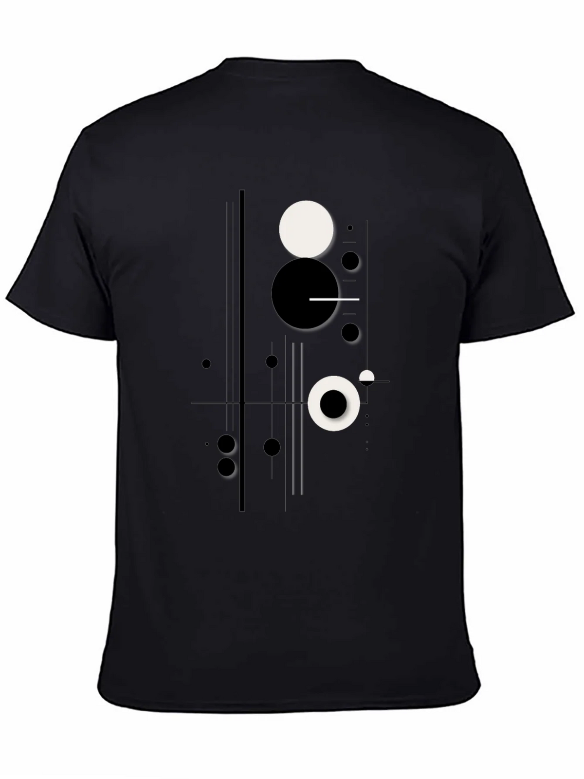 Abstract Geometric Circle Print Black T-Shirt product image 4