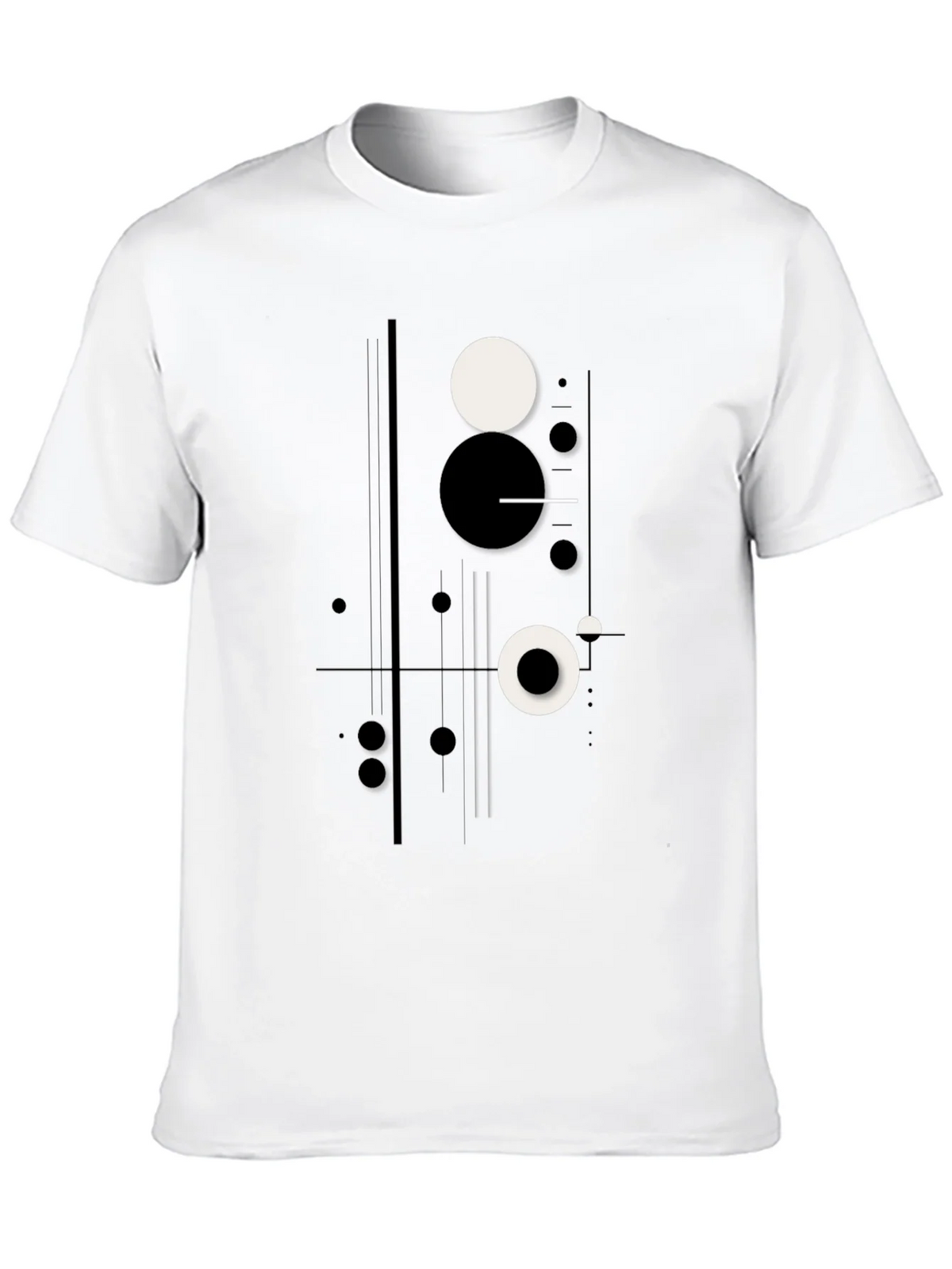 Abstract Geometric Circle Print Black T-Shirt product image 9