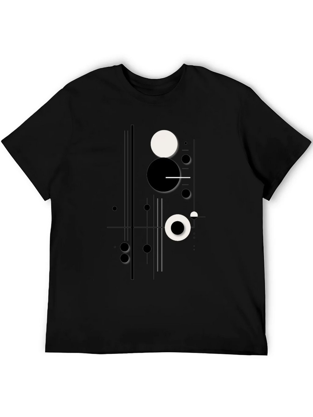 Abstract Geometric Circle Print Black T-Shirt product image 5