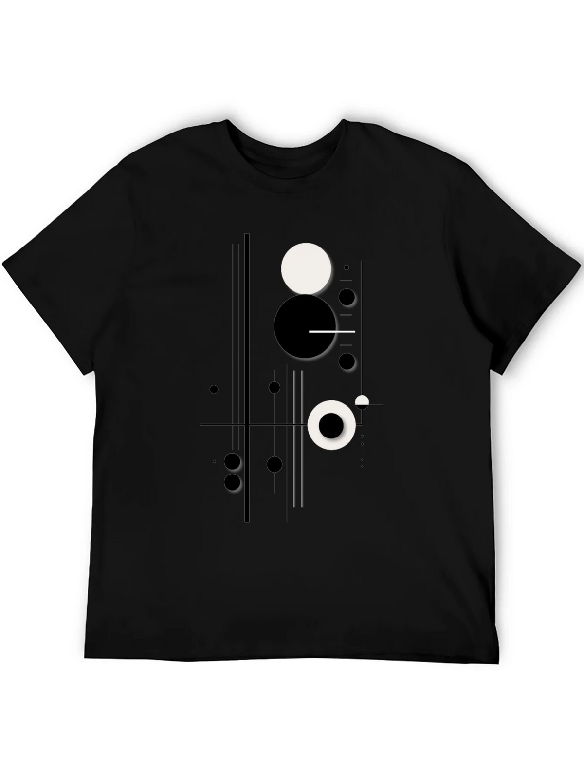 Abstract Geometric Circle Print Black T-Shirt product image 5