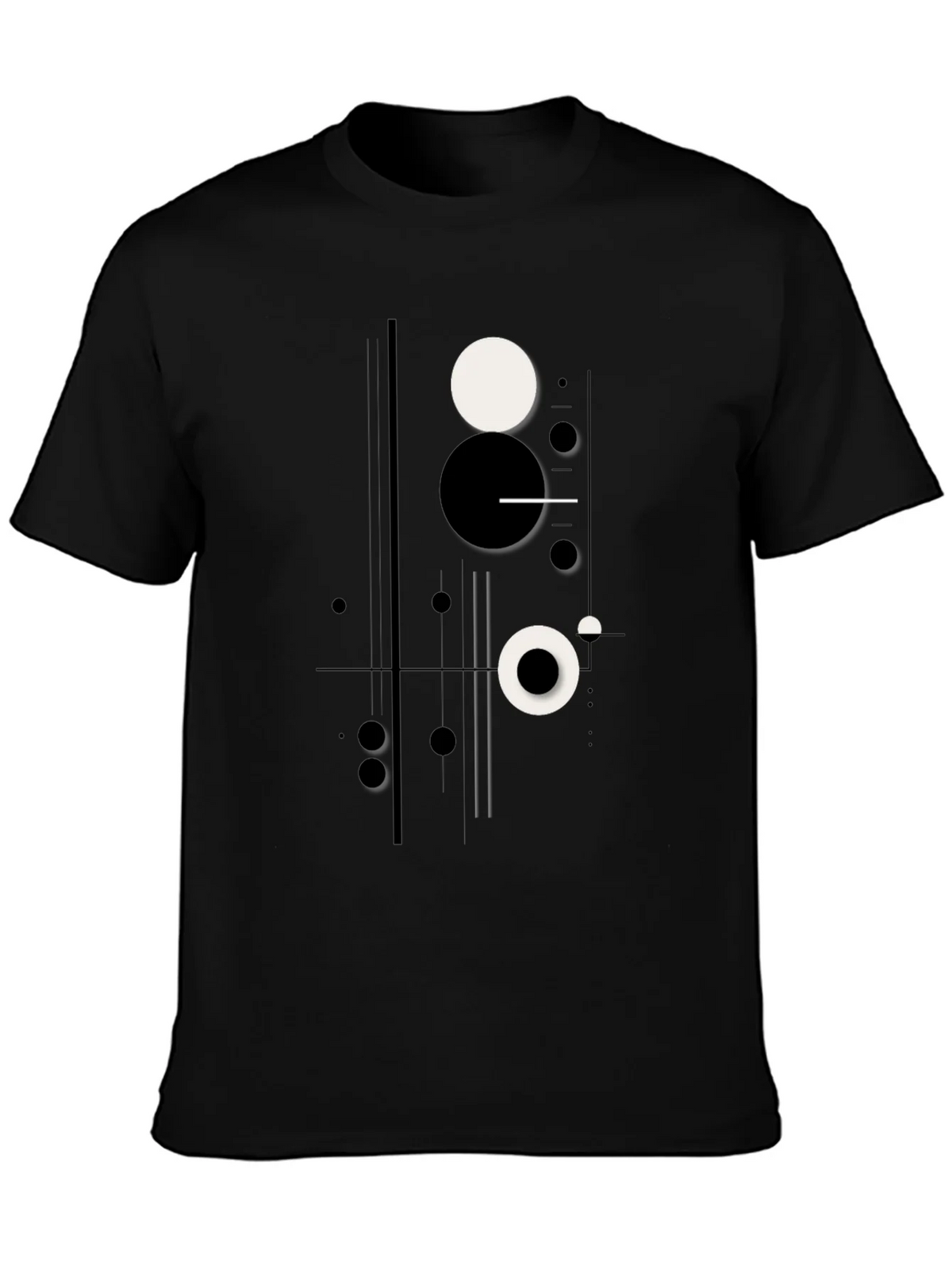 Abstract Geometric Circle Print Black T-Shirt product image 3