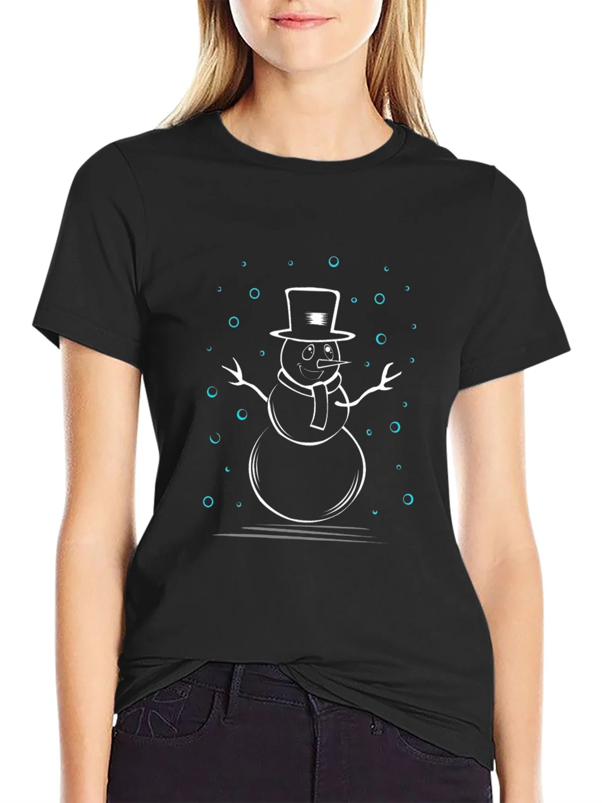 Snowman Graphic Print Black T-Shirt product image 2