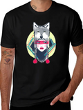 Wolf Headdress Graphic Tee - Black Cotton T-Shirt product image 1