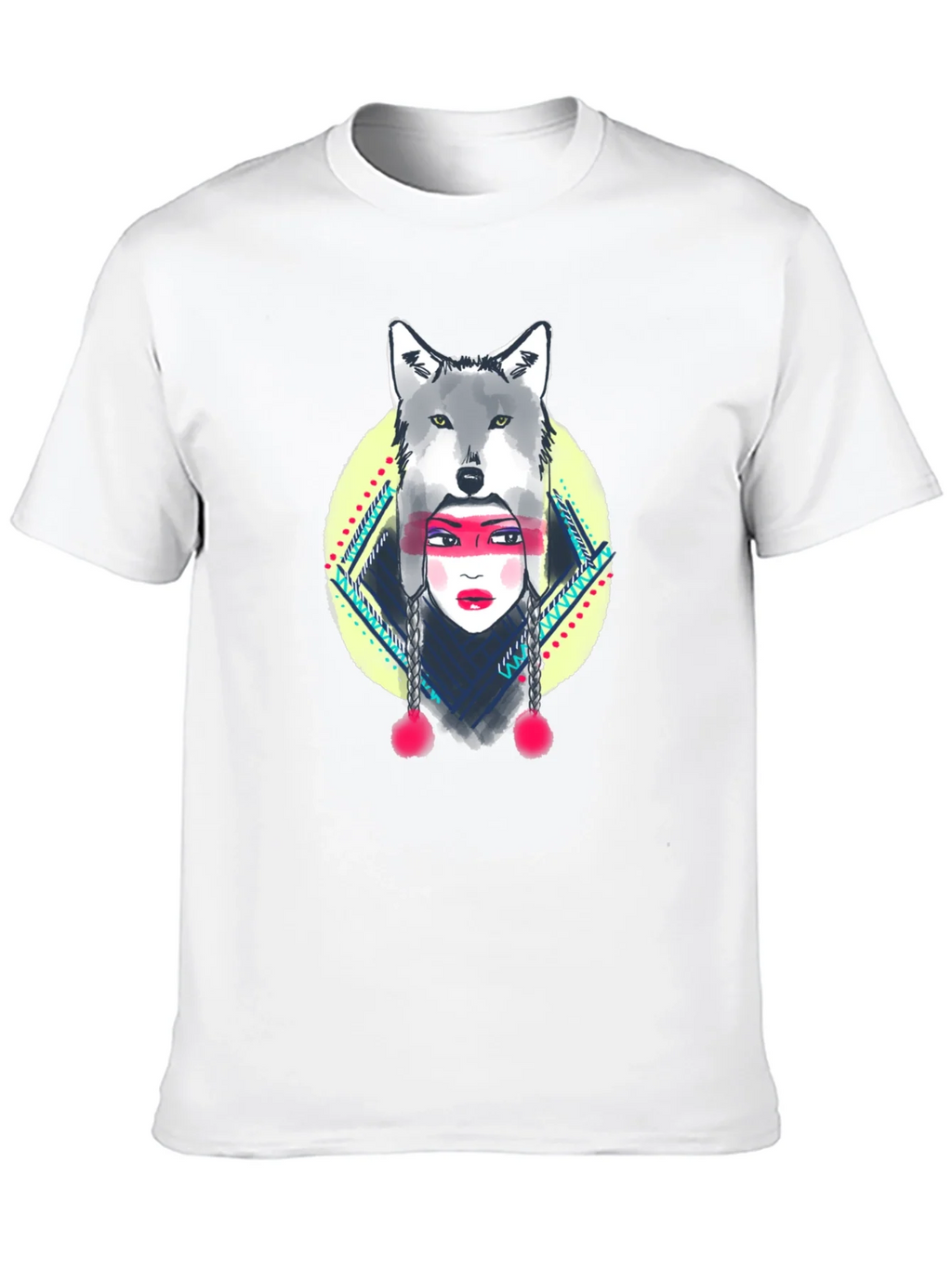 Wolf Headdress Graphic Tee - Black Cotton T-Shirt product image 6