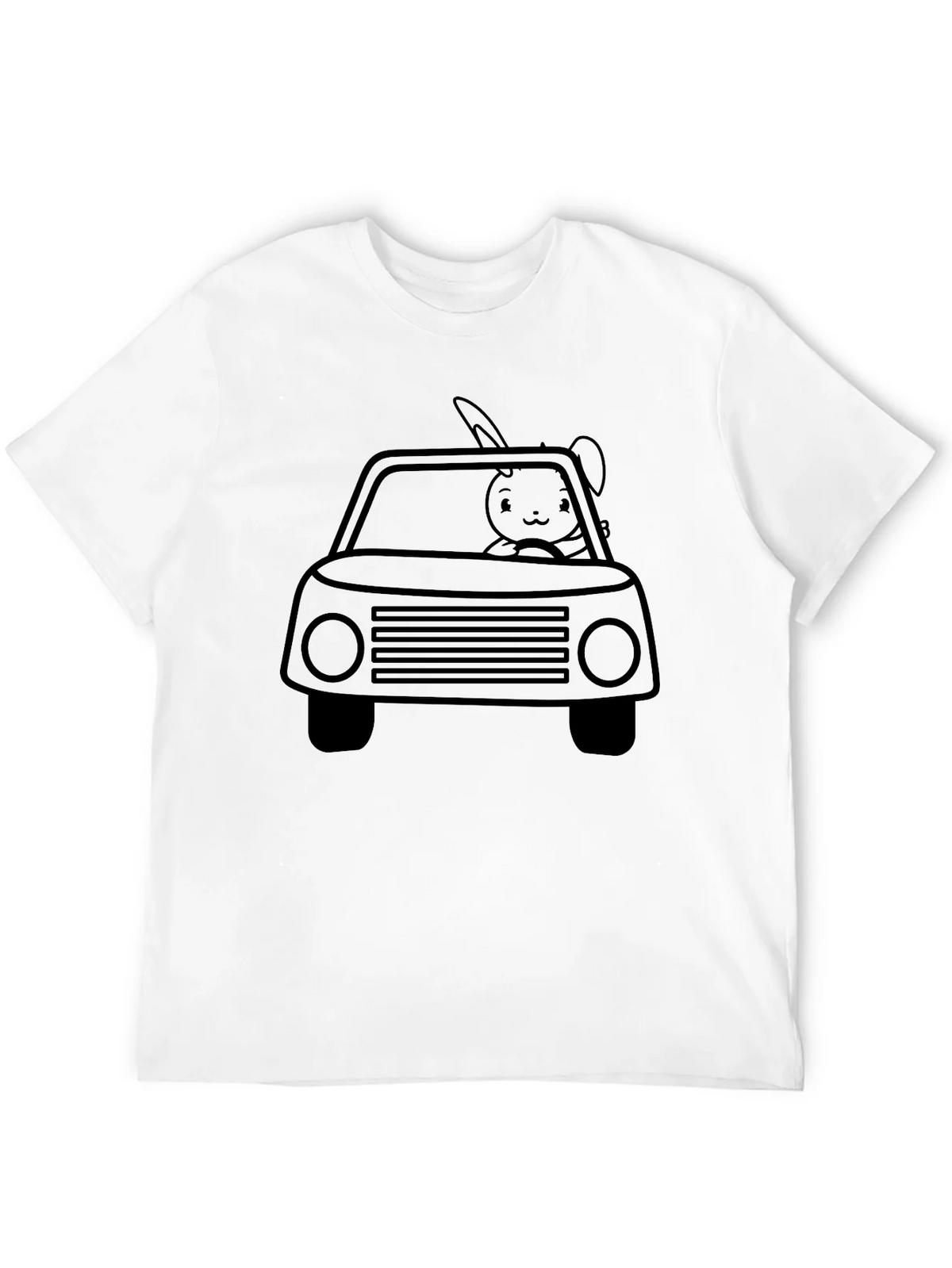 Bunny Car Graphic Tee - Black Crew Neck Shirt product image 11