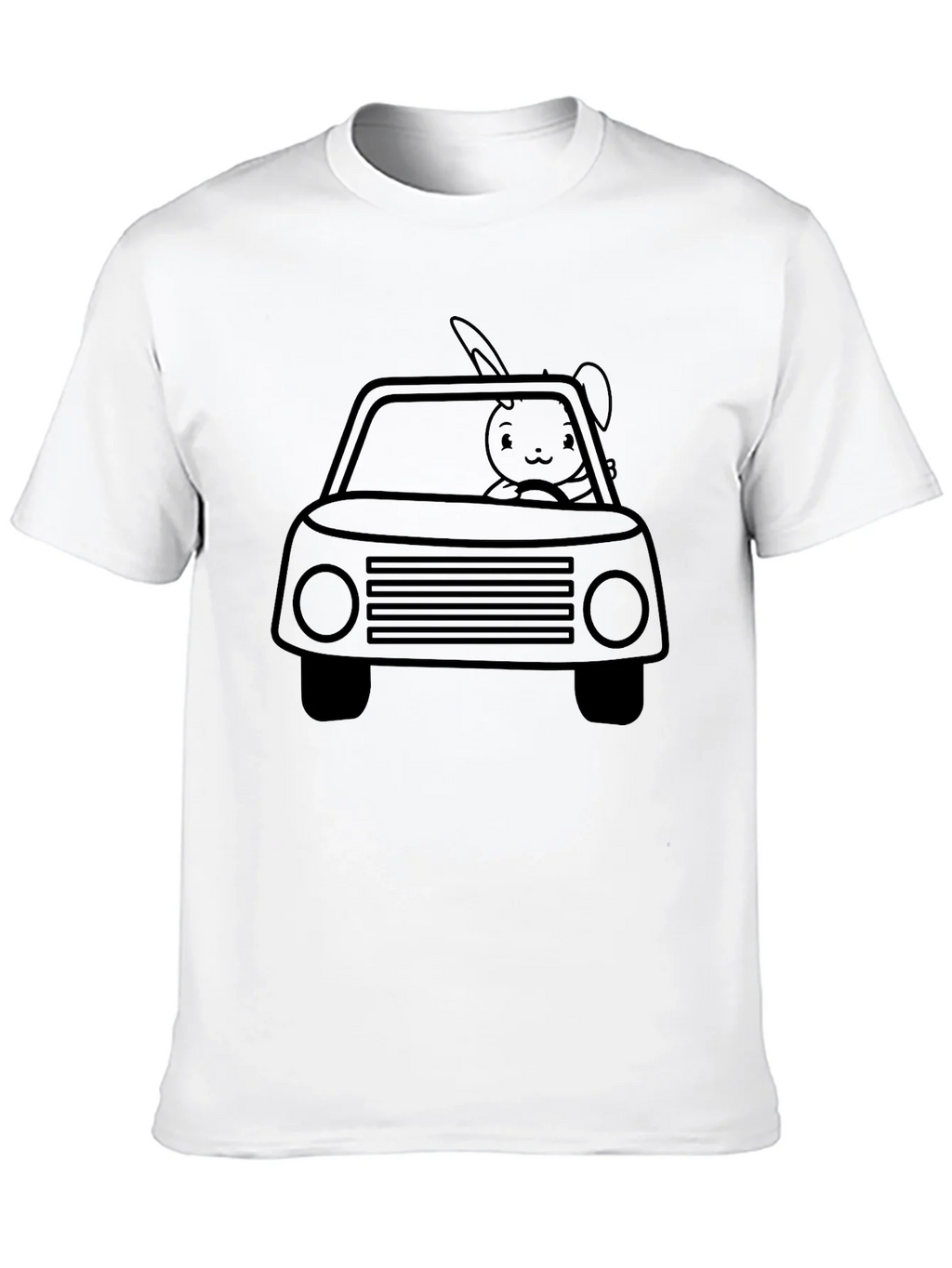 Bunny Car Graphic Tee - Black Crew Neck Shirt product image 9