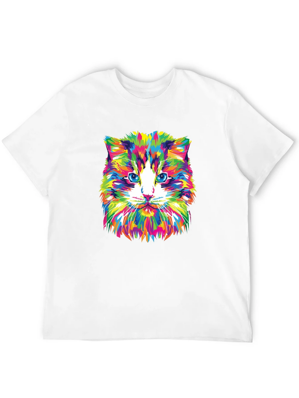 Colorful Cat Graphic Tee - Black Crew Neck T-Shirt product image 11