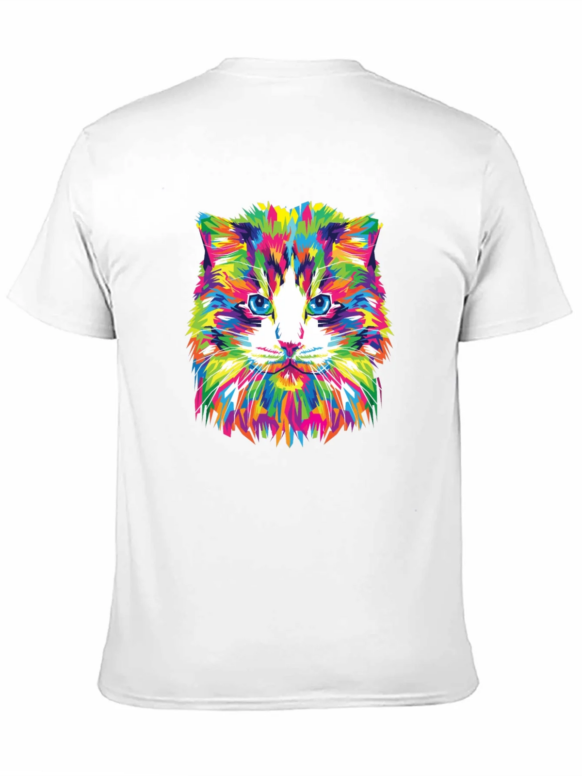 Colorful Cat Graphic Tee - Black Crew Neck T-Shirt product image 10