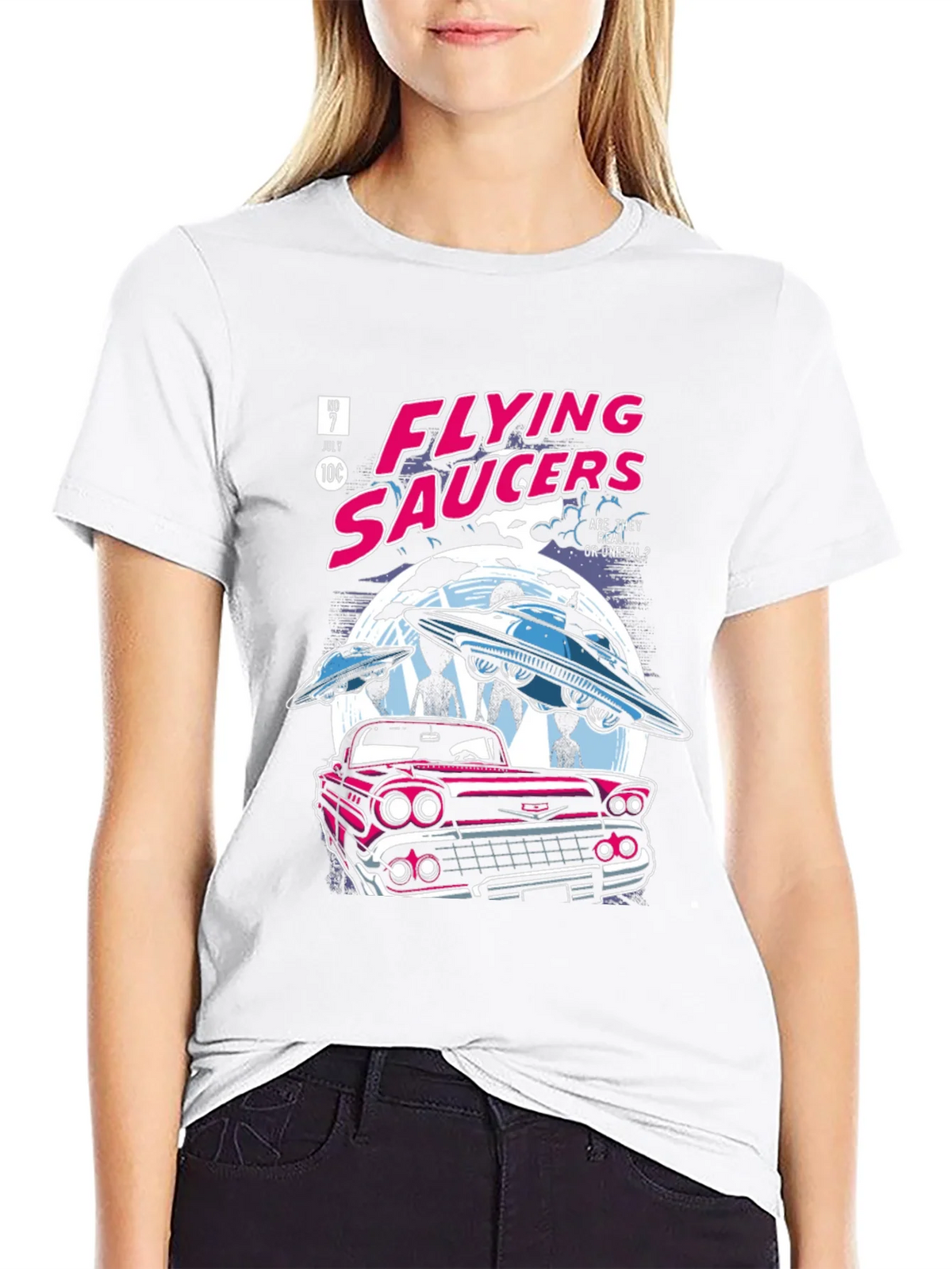 Flying Saucers Comic T-Shirt - Retro UFO Design product image 8