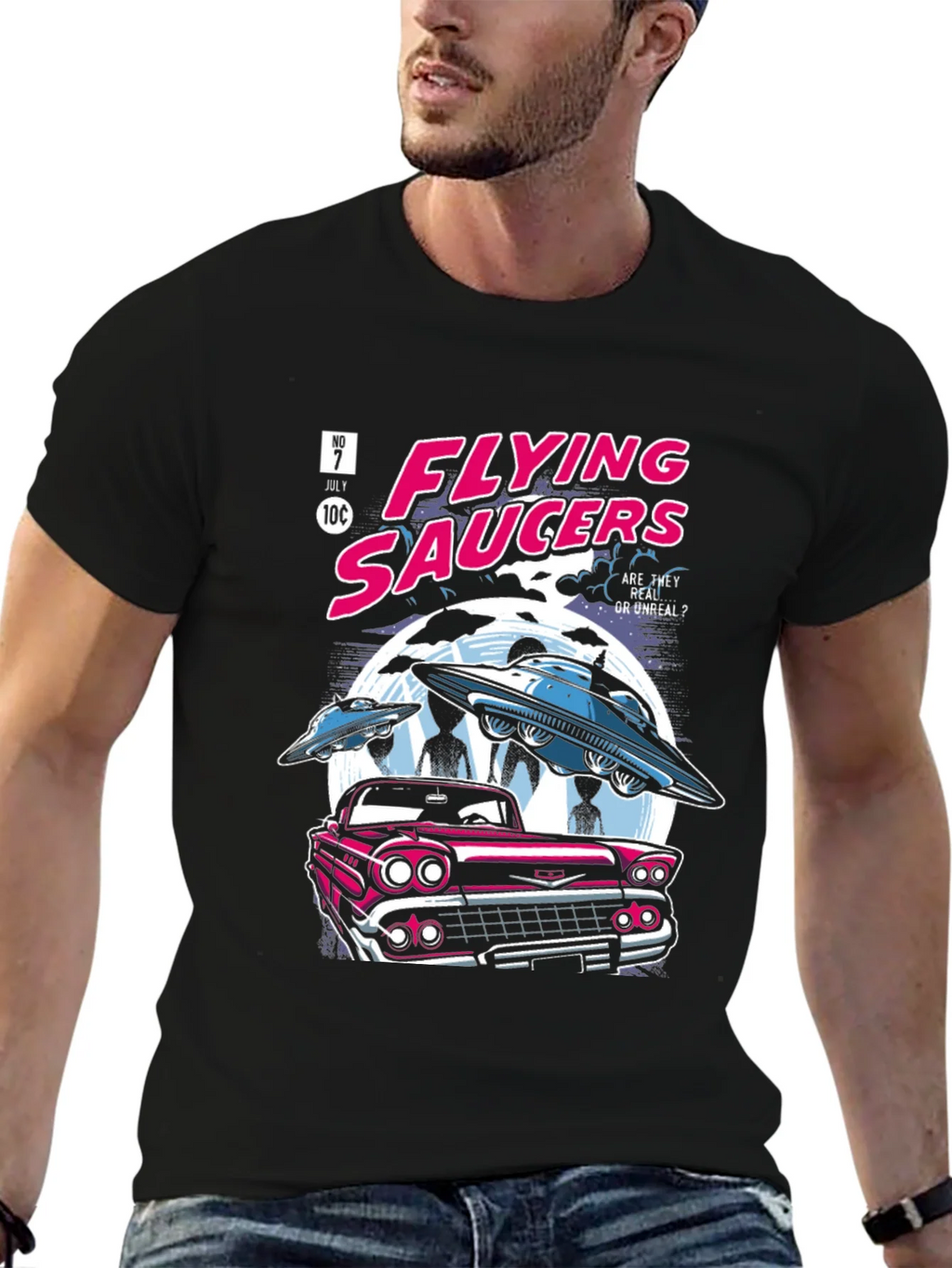 Flying Saucers Comic T-Shirt - Retro UFO Design product image 6