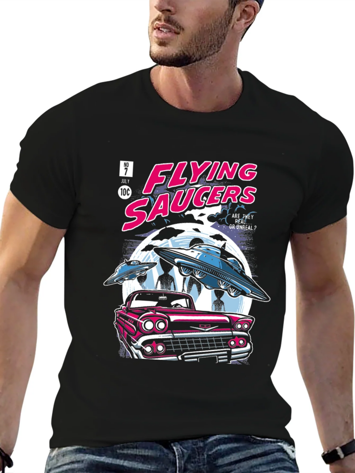 Flying Saucers Comic T-Shirt - Retro UFO Design product image 6